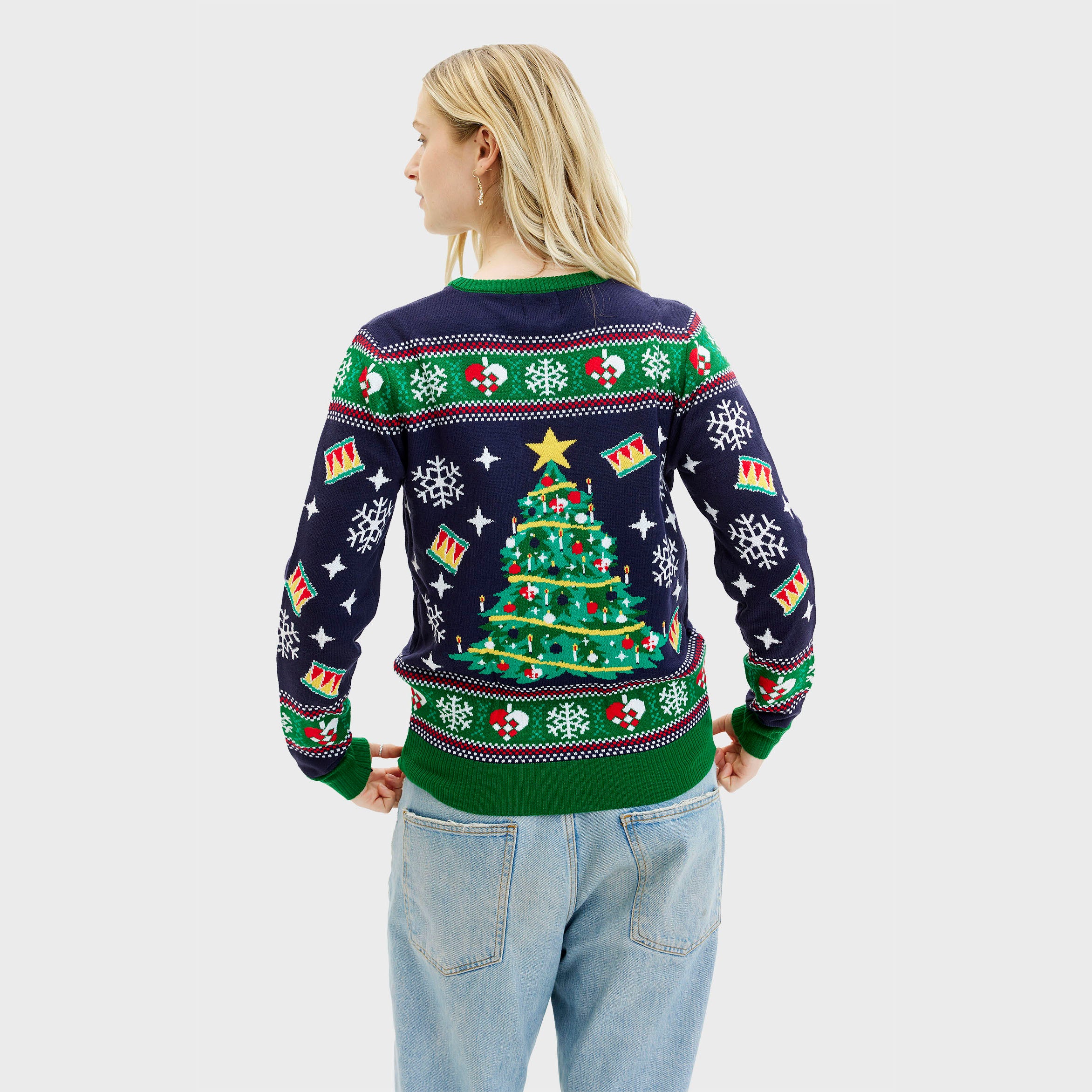 Juletræets Julesweater Navy LED - Dame