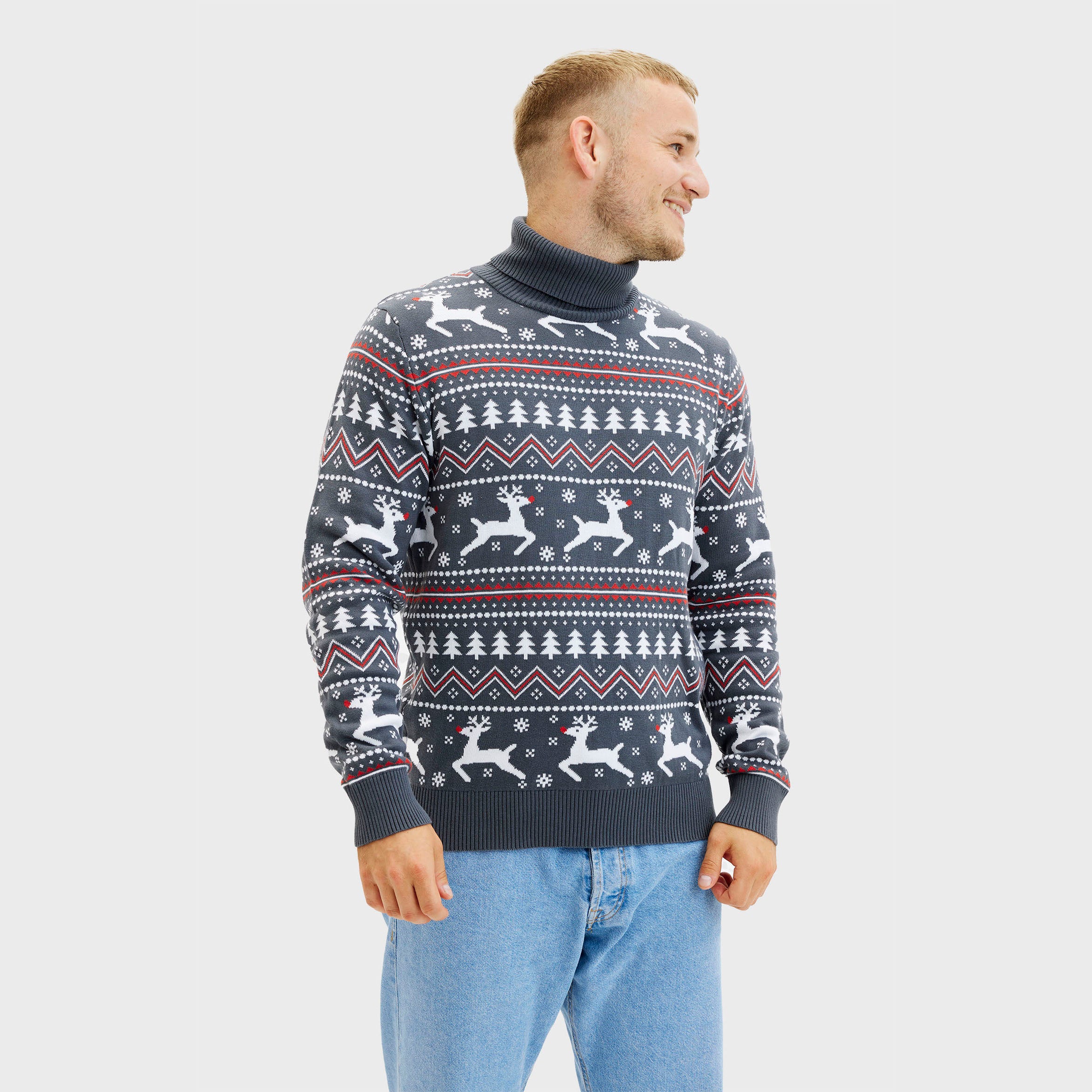 Den Stilede Highneck Julesweater - Herre.
