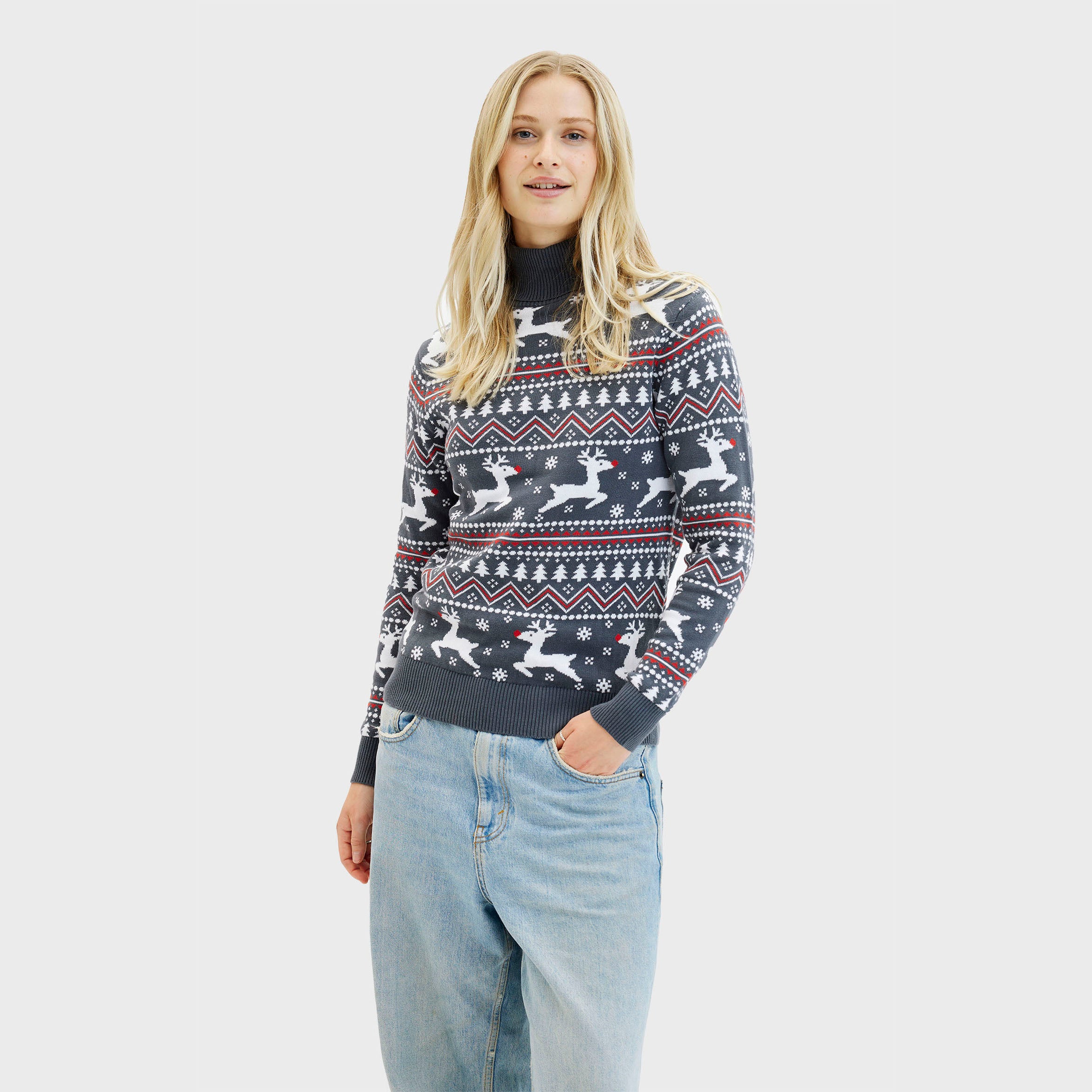Den Stilede Highneck Julesweater - Dame.