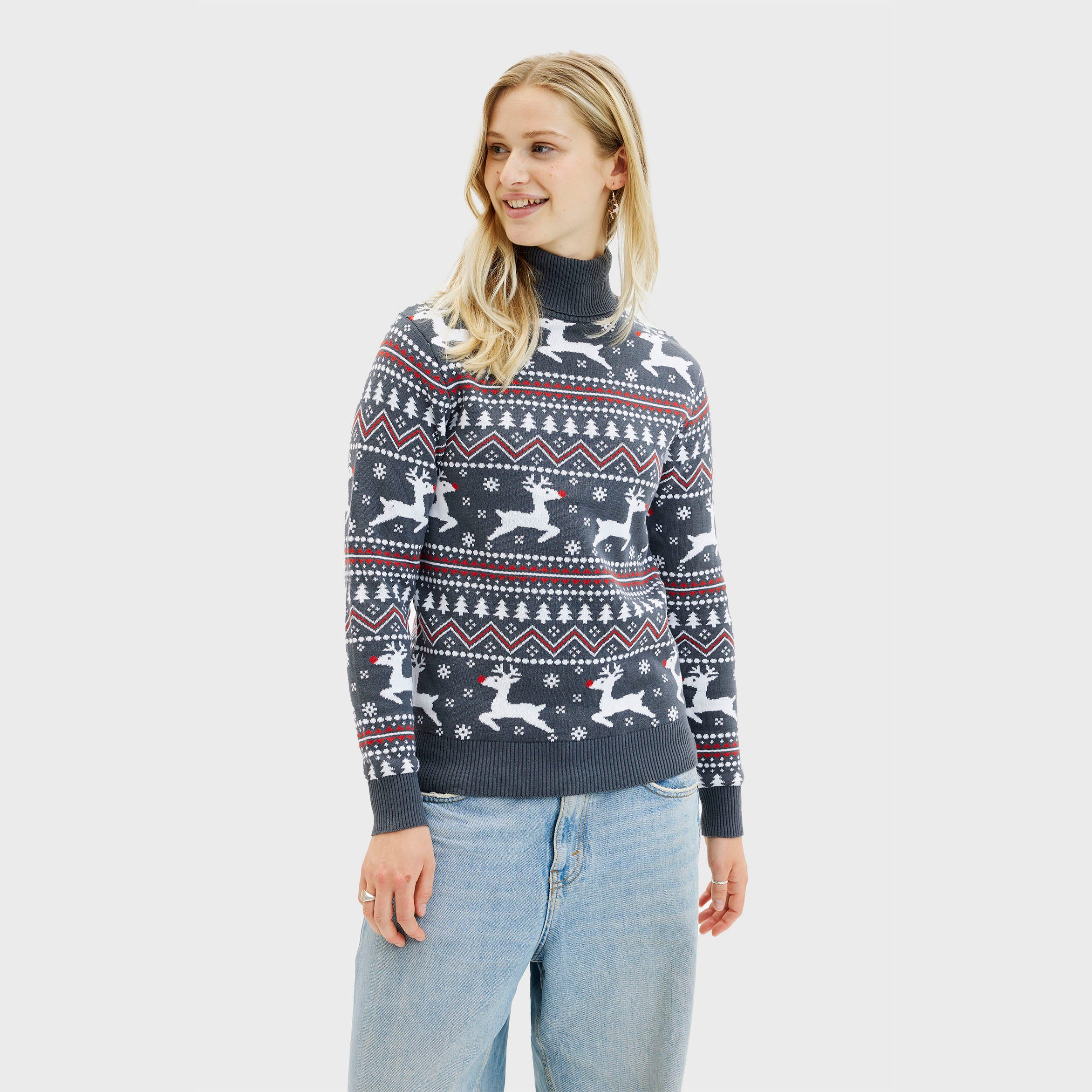 Den Stilede Highneck Julesweater - Dame.