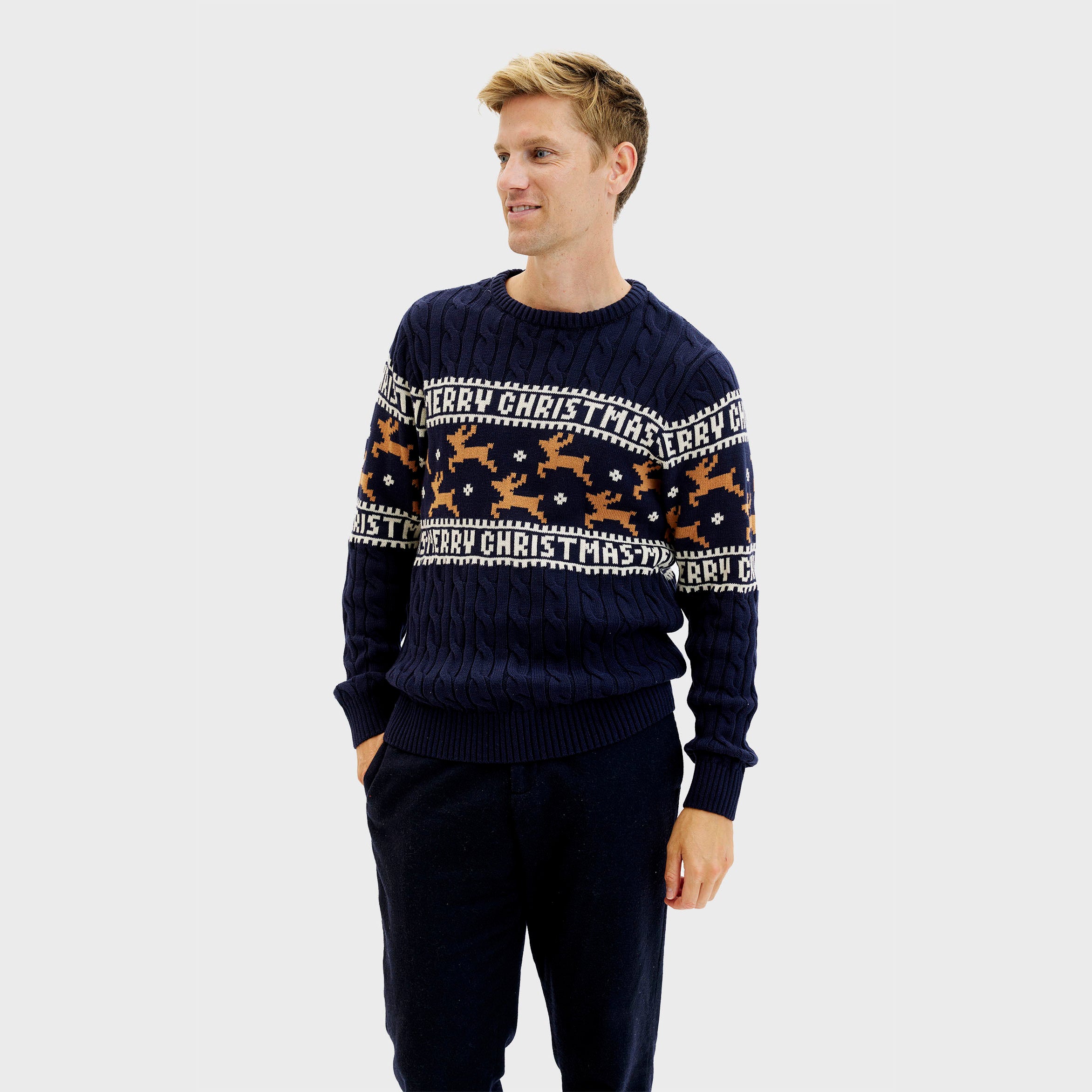 Den Elegante Julesweater Blå - Herre.