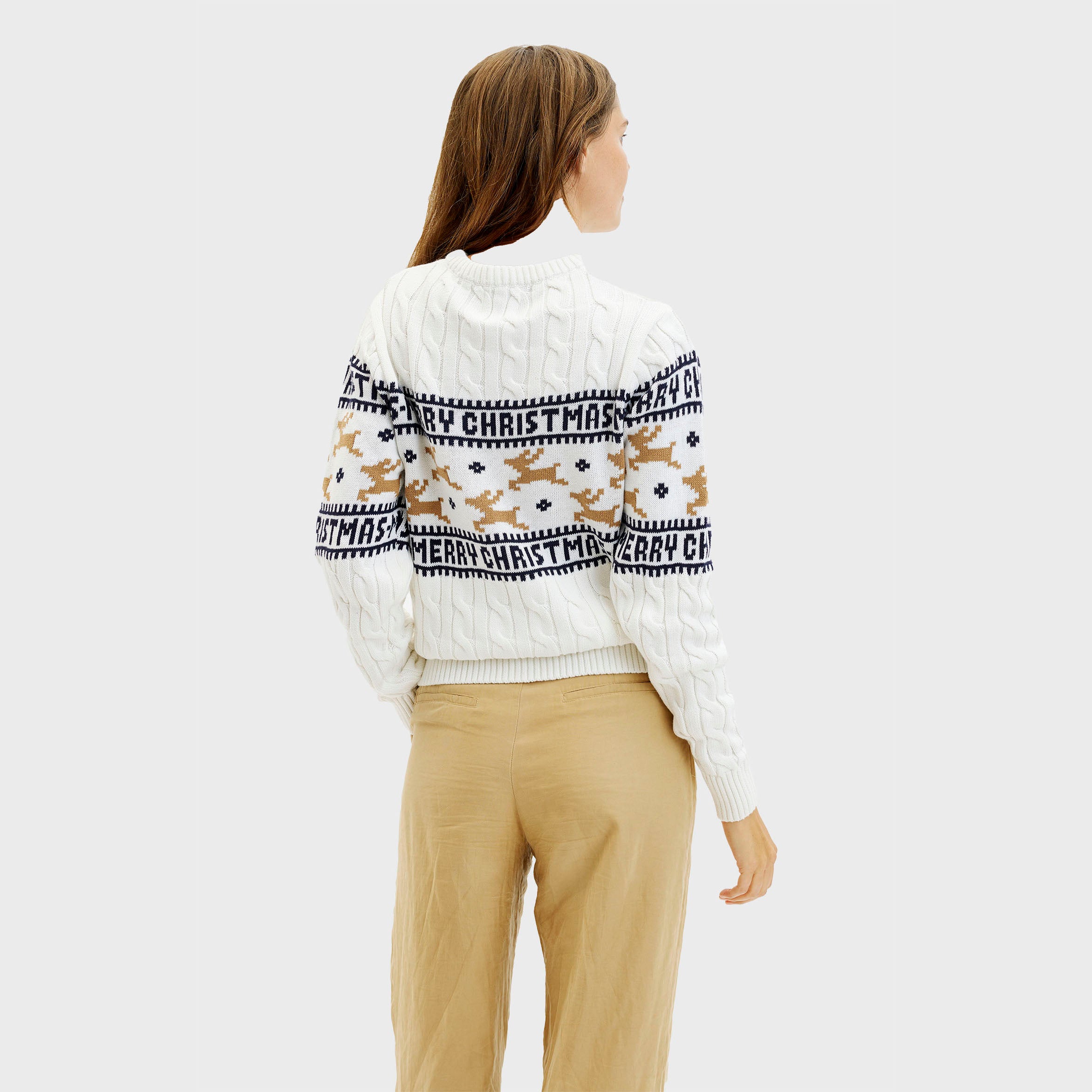Den Elegante Julesweater Hvid - Dame.