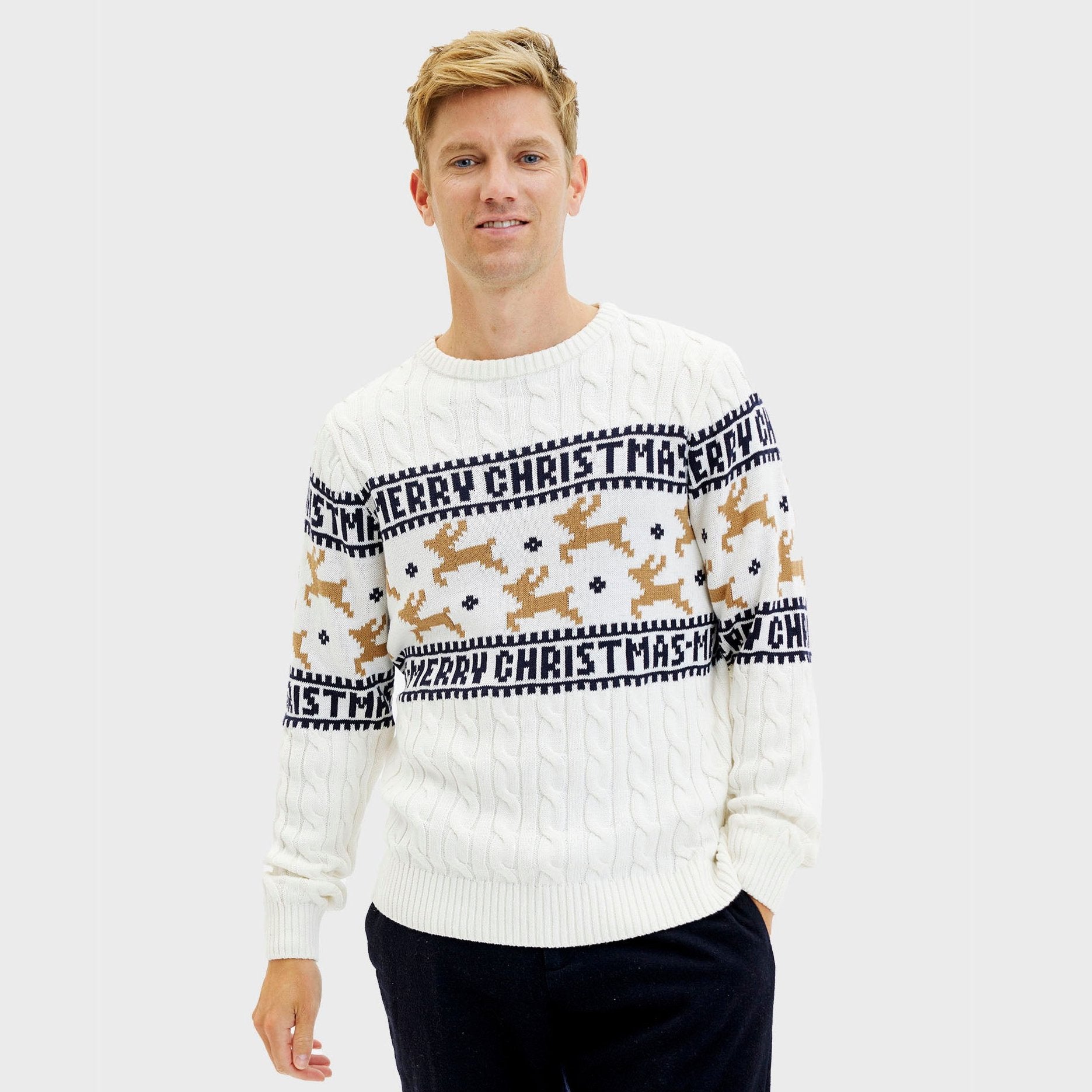 Den Elegante Julesweater Hvid - Herre.