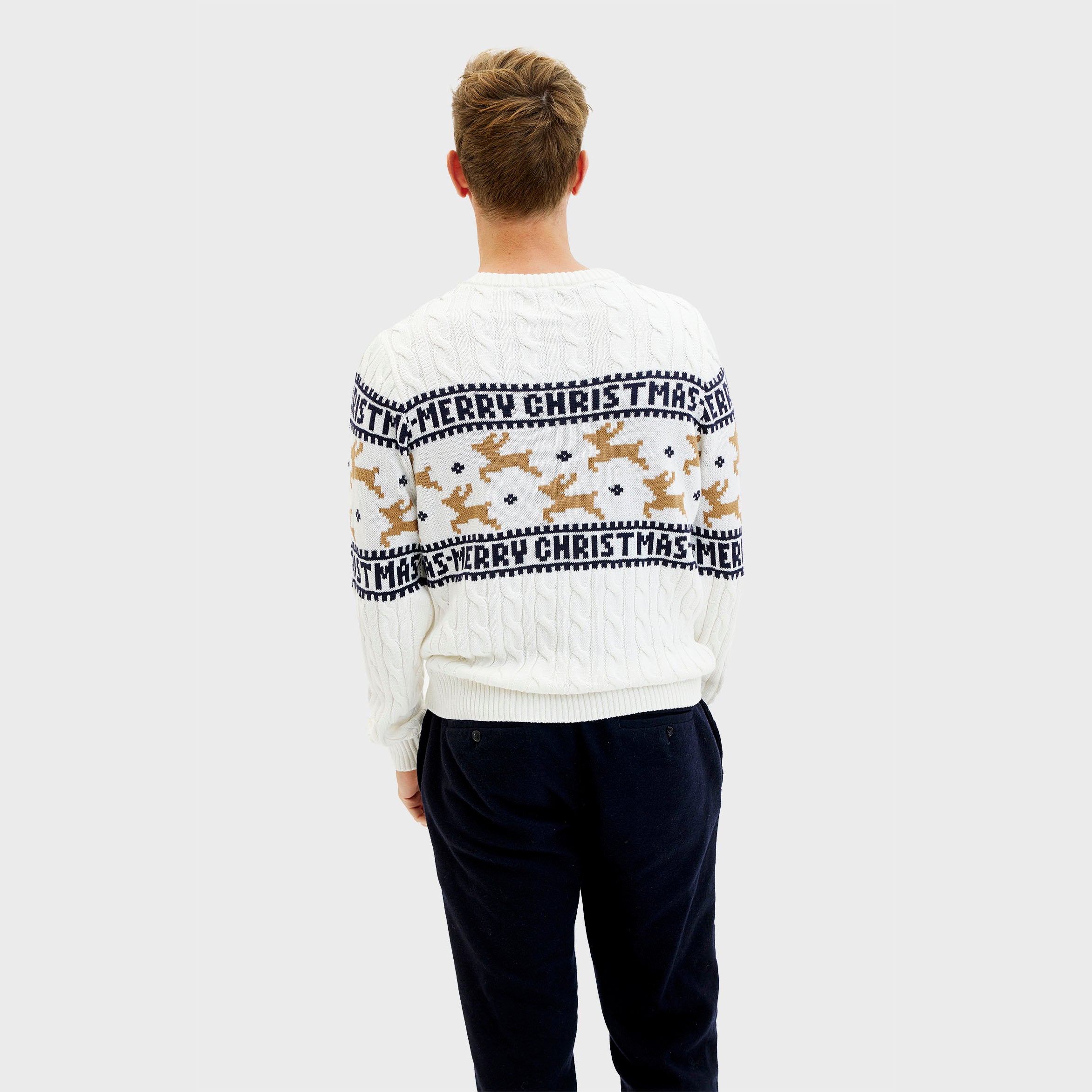 Den Elegante Julesweater Hvid - Herre.