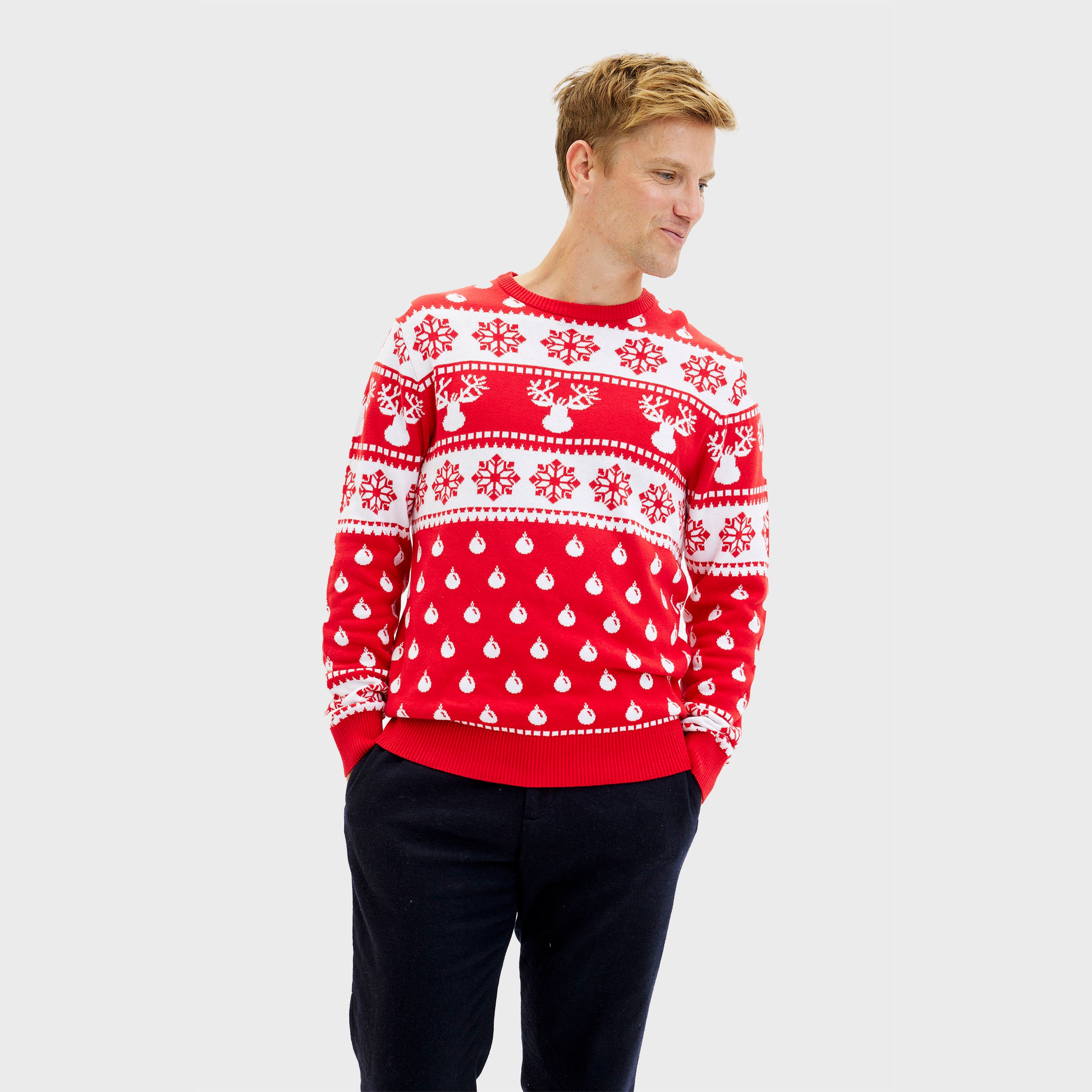 Den Klassiske Julesweater Rød - Herre.