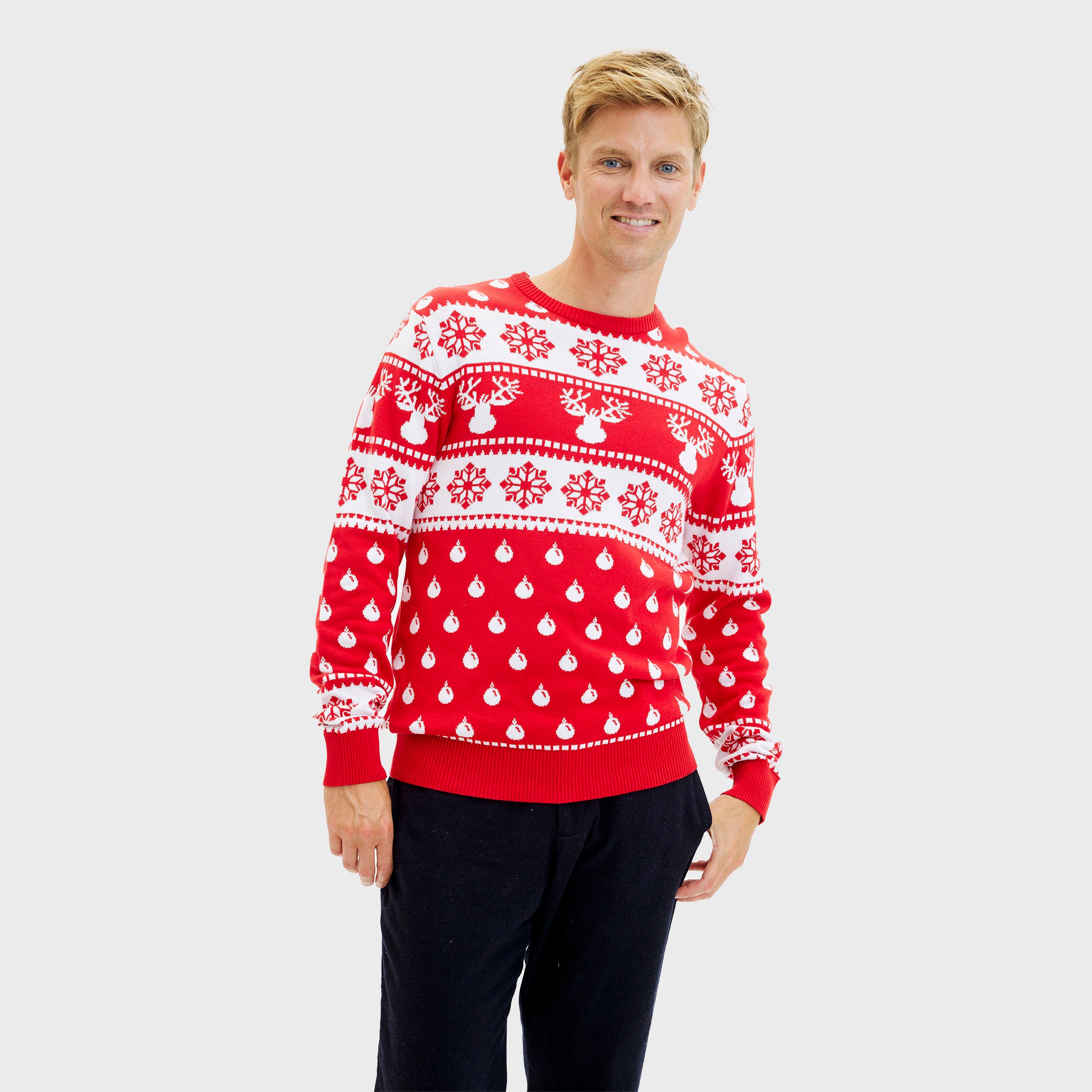 Den Klassiske Julesweater Rød - Herre.