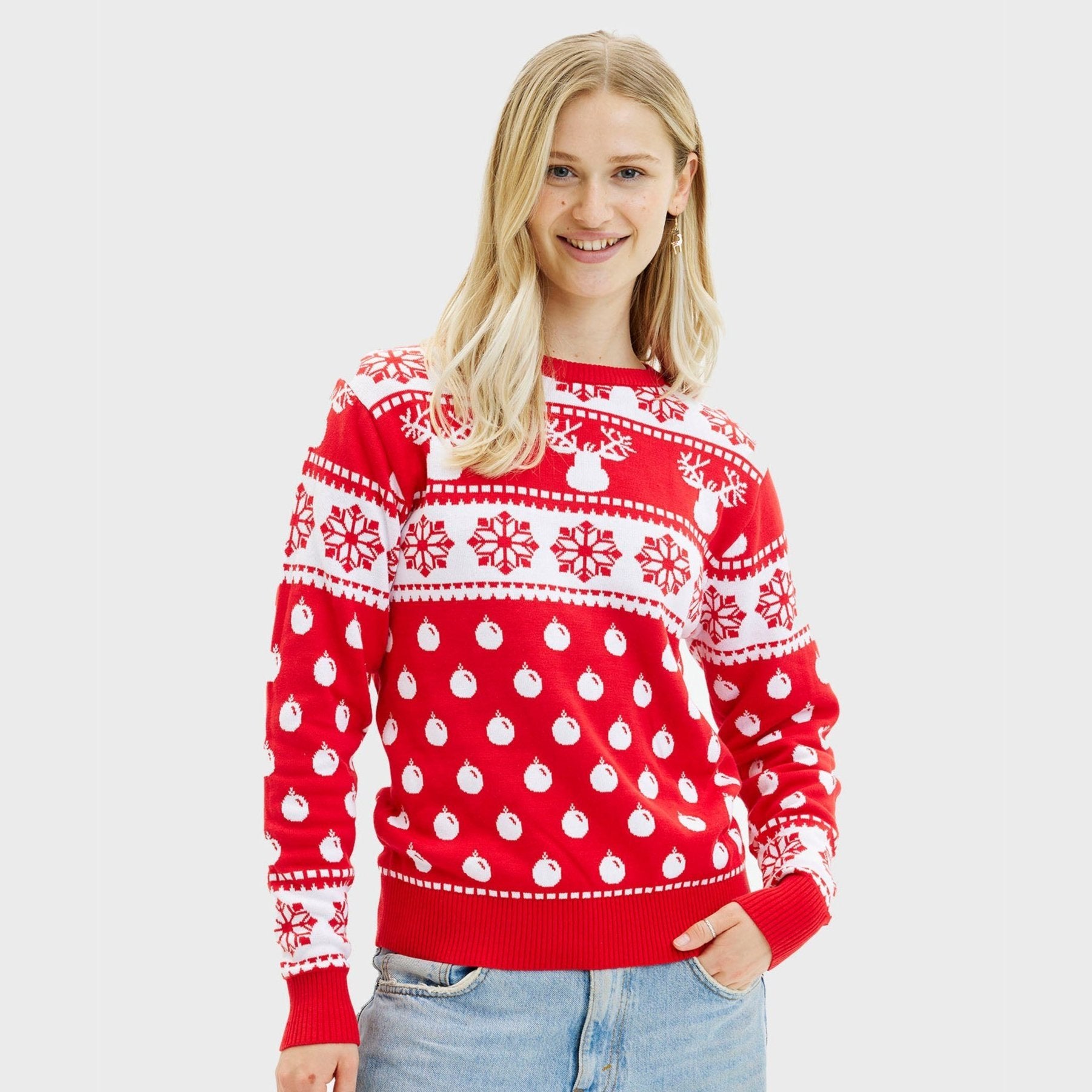 Den Klassiske Julesweater Rød - Dame.