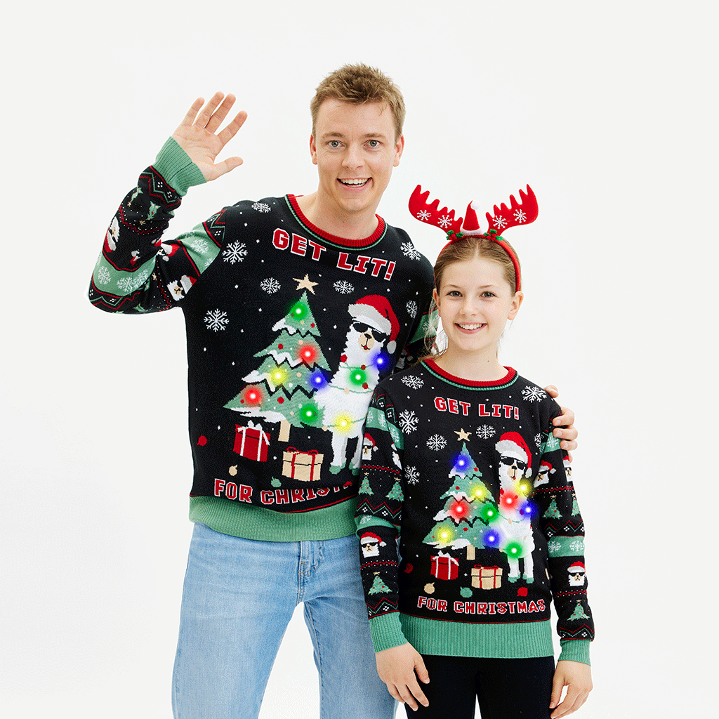 Get Lit Llama Christmas Sweater - Herre