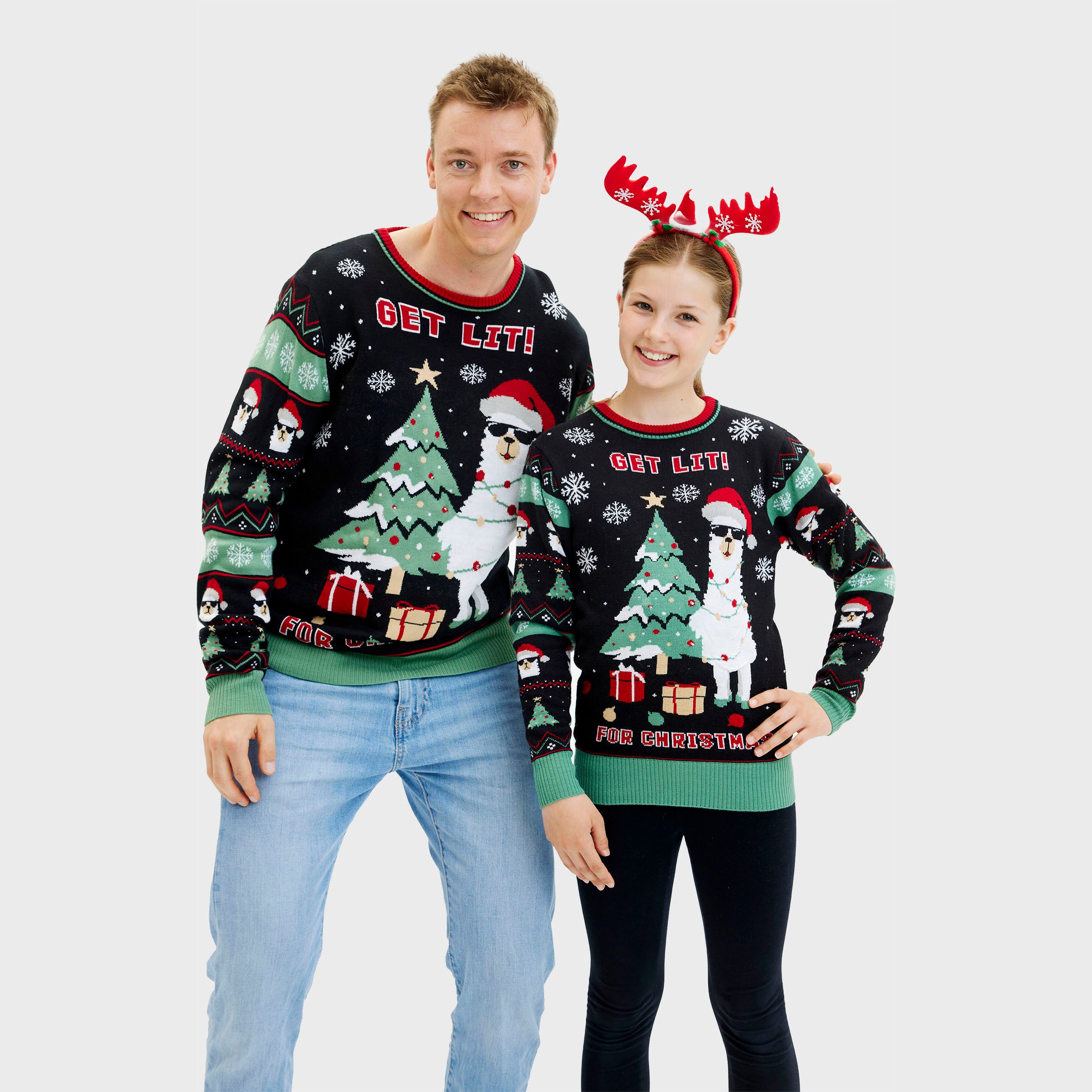 Get Lit Llama Christmas Sweater - Dame