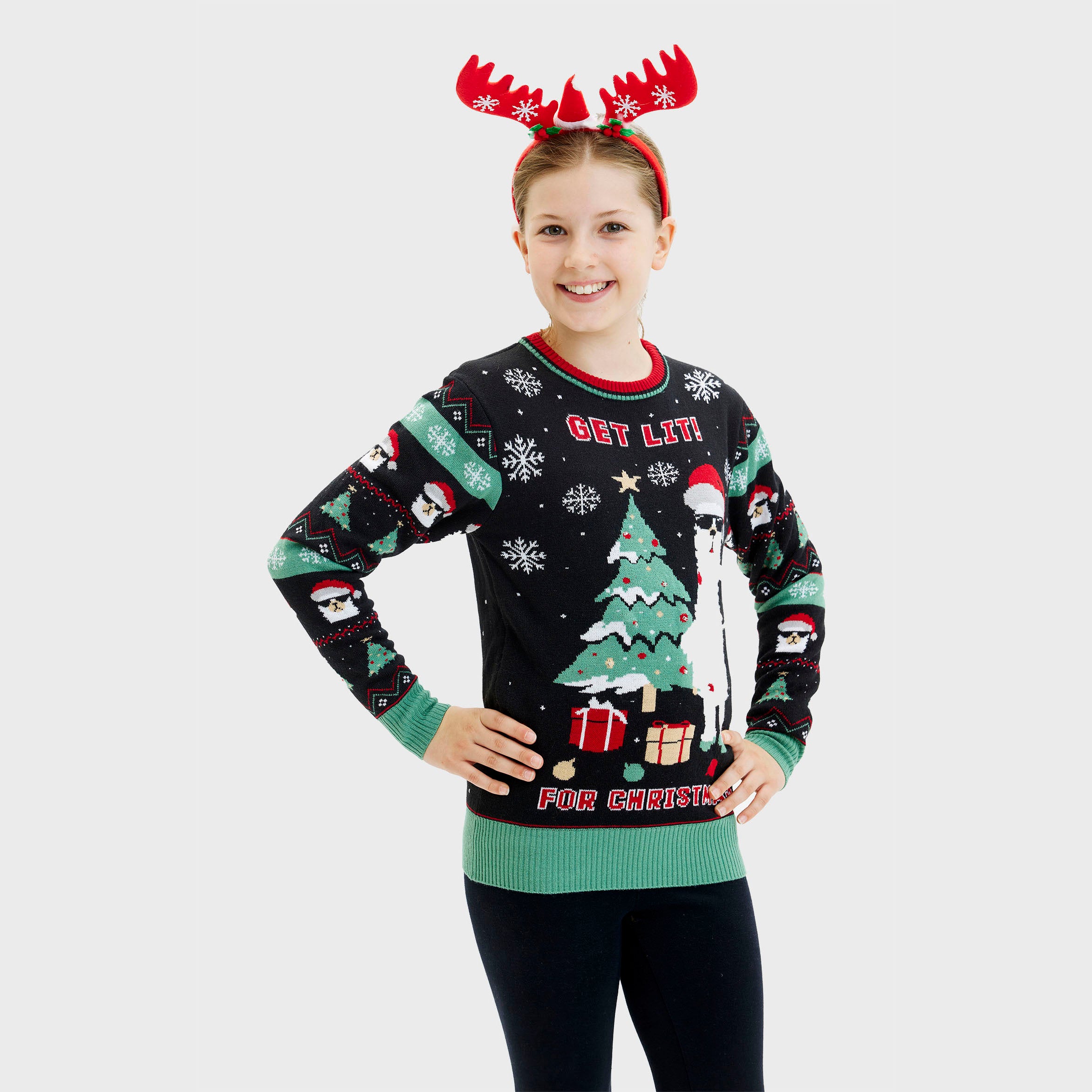Get Lit Llama Christmas Sweater - Dame