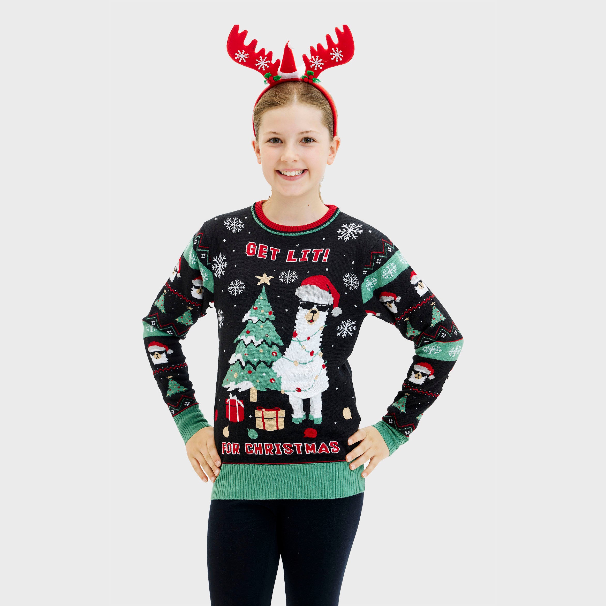 Get Lit Llama Christmas Sweater - Dame