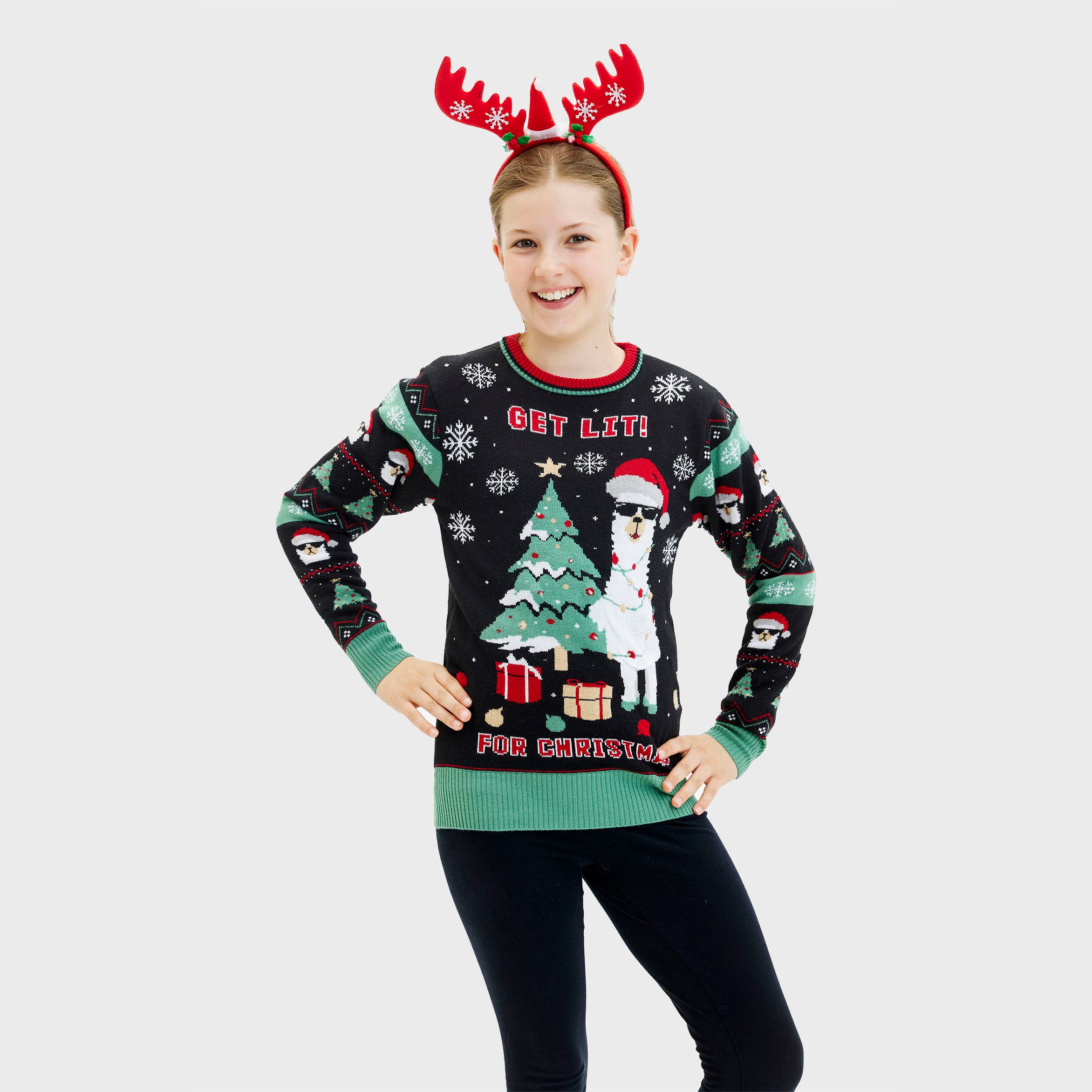 Get Lit Llama Christmas Sweater - Barn
