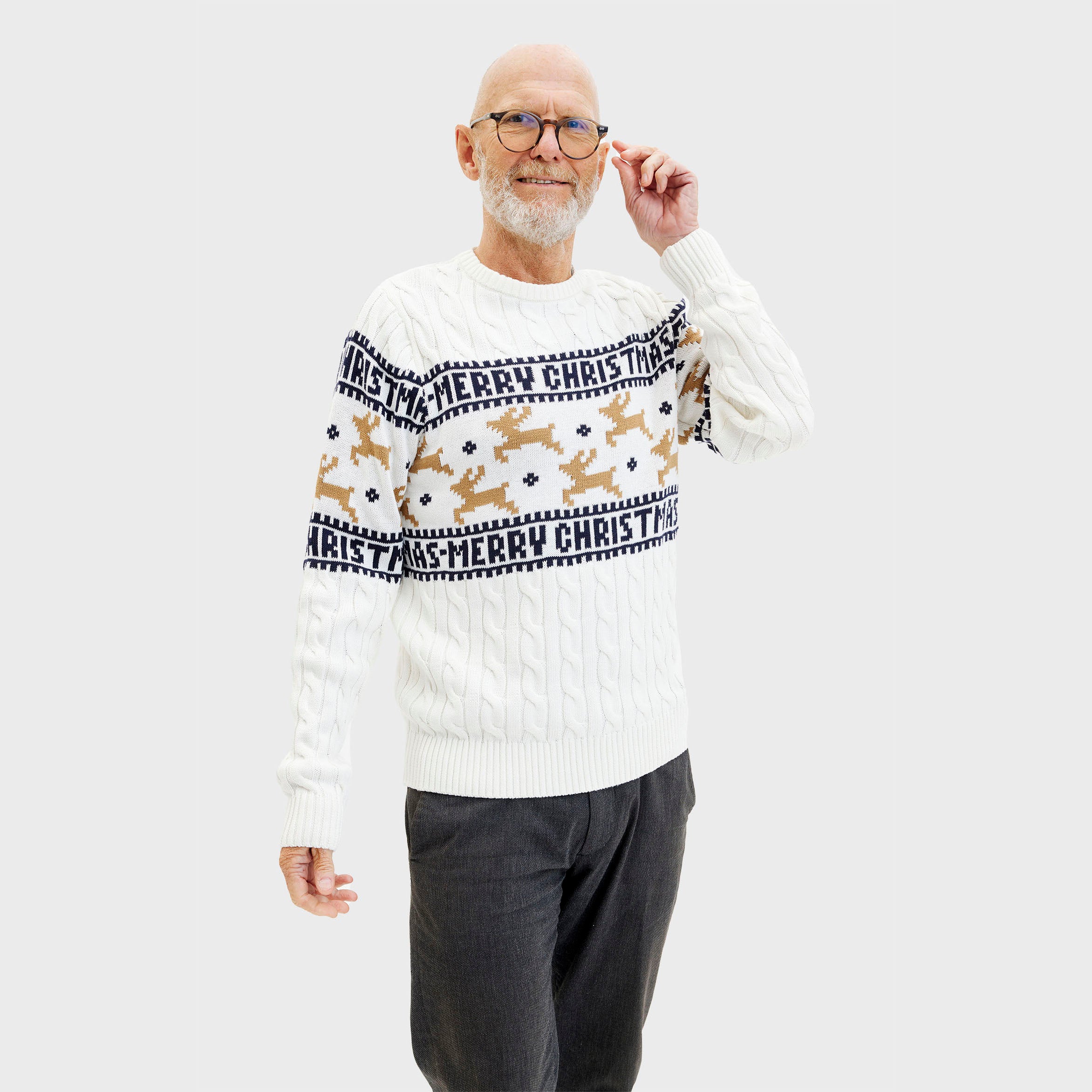 Den Elegante Julesweater Hvid - Herre.