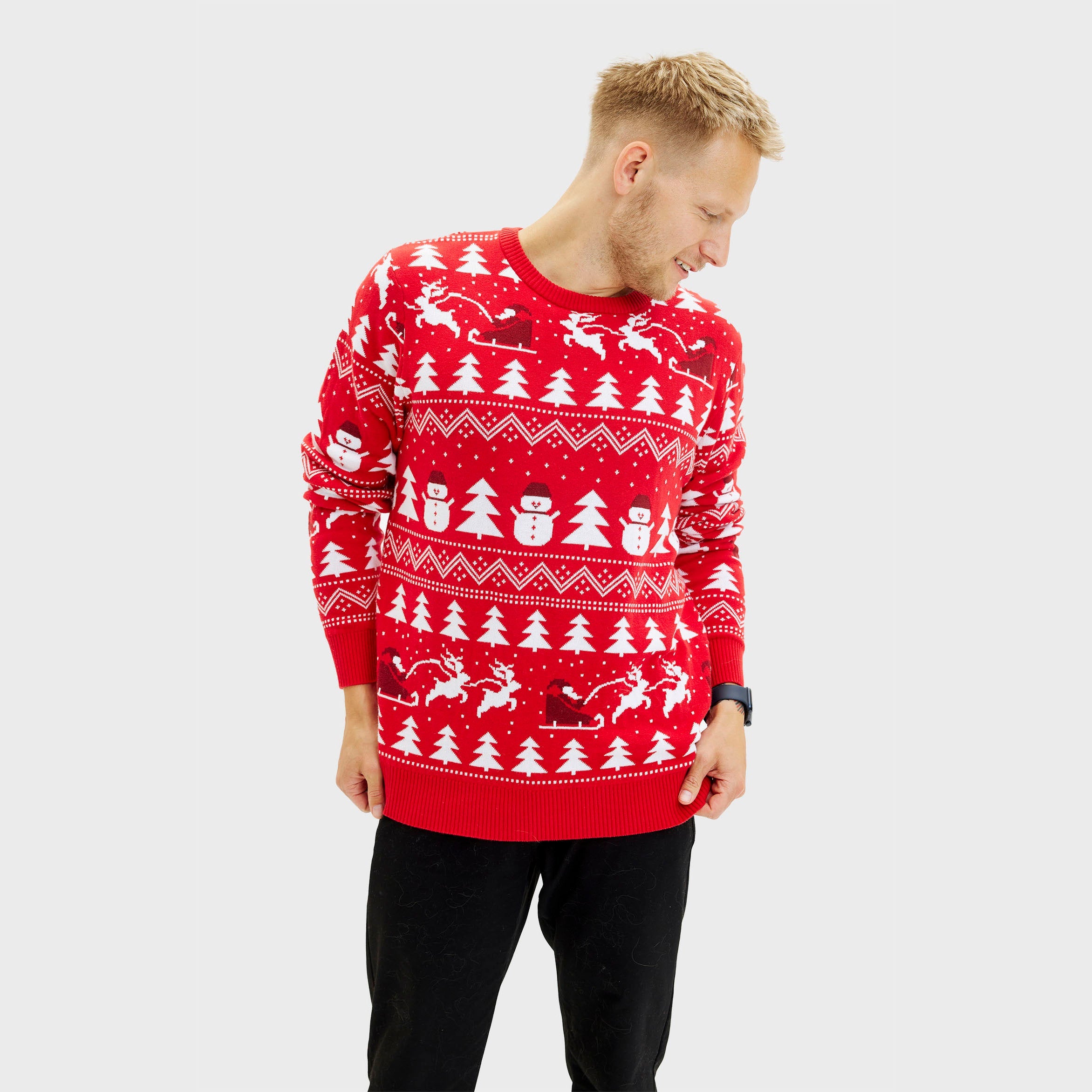 Den stilede julesweater rød - Herre.