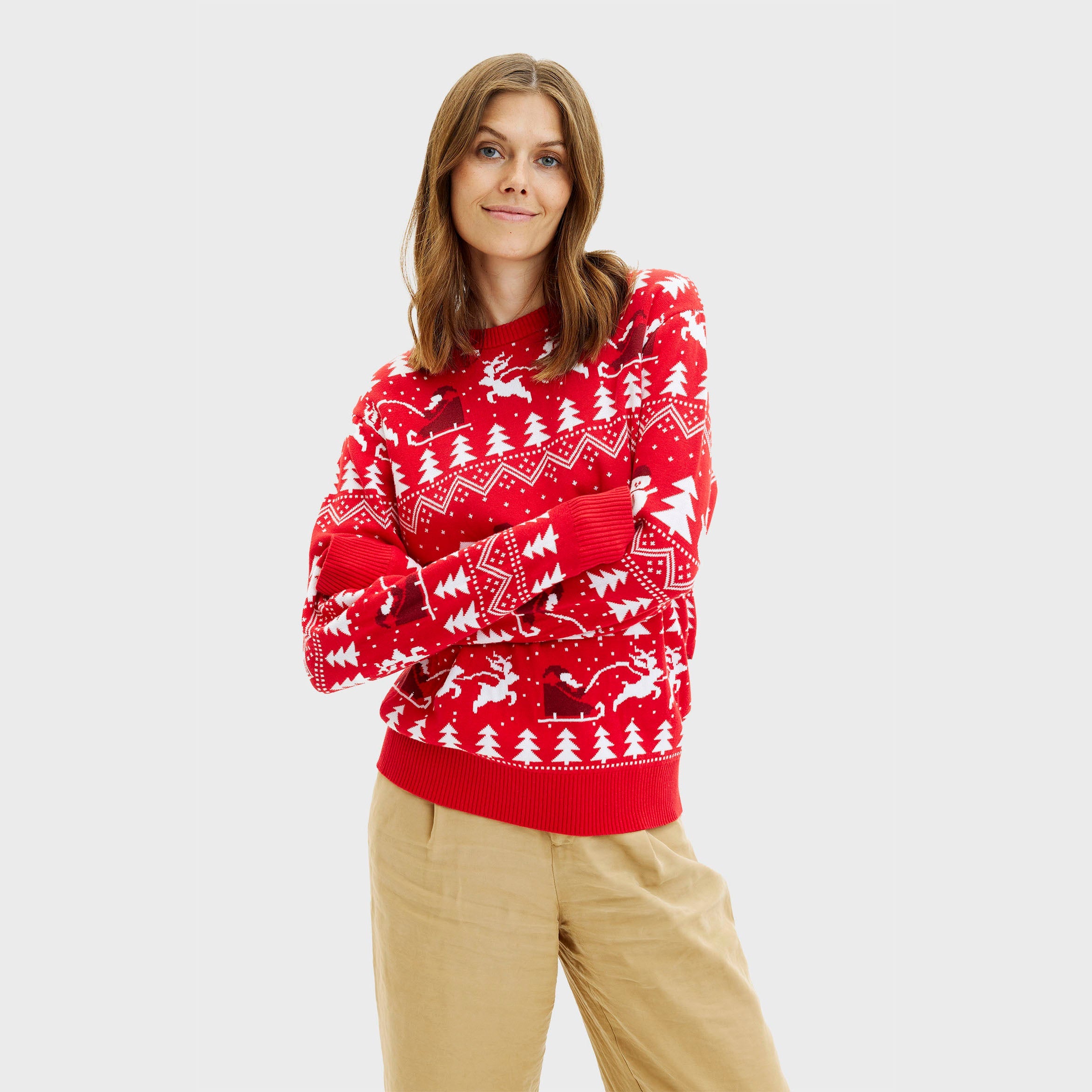 Den stilede julesweater rød - Dame.