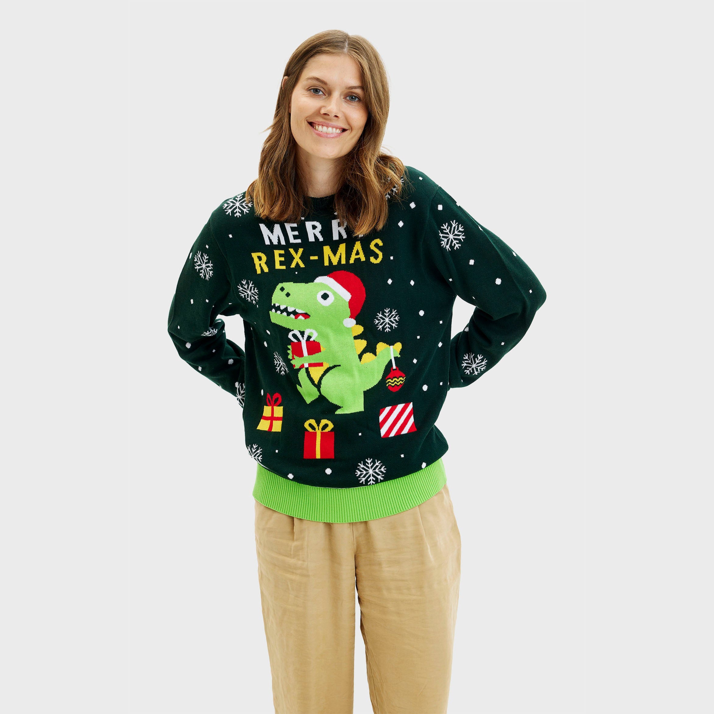 Søde dino julesweater - Dame.