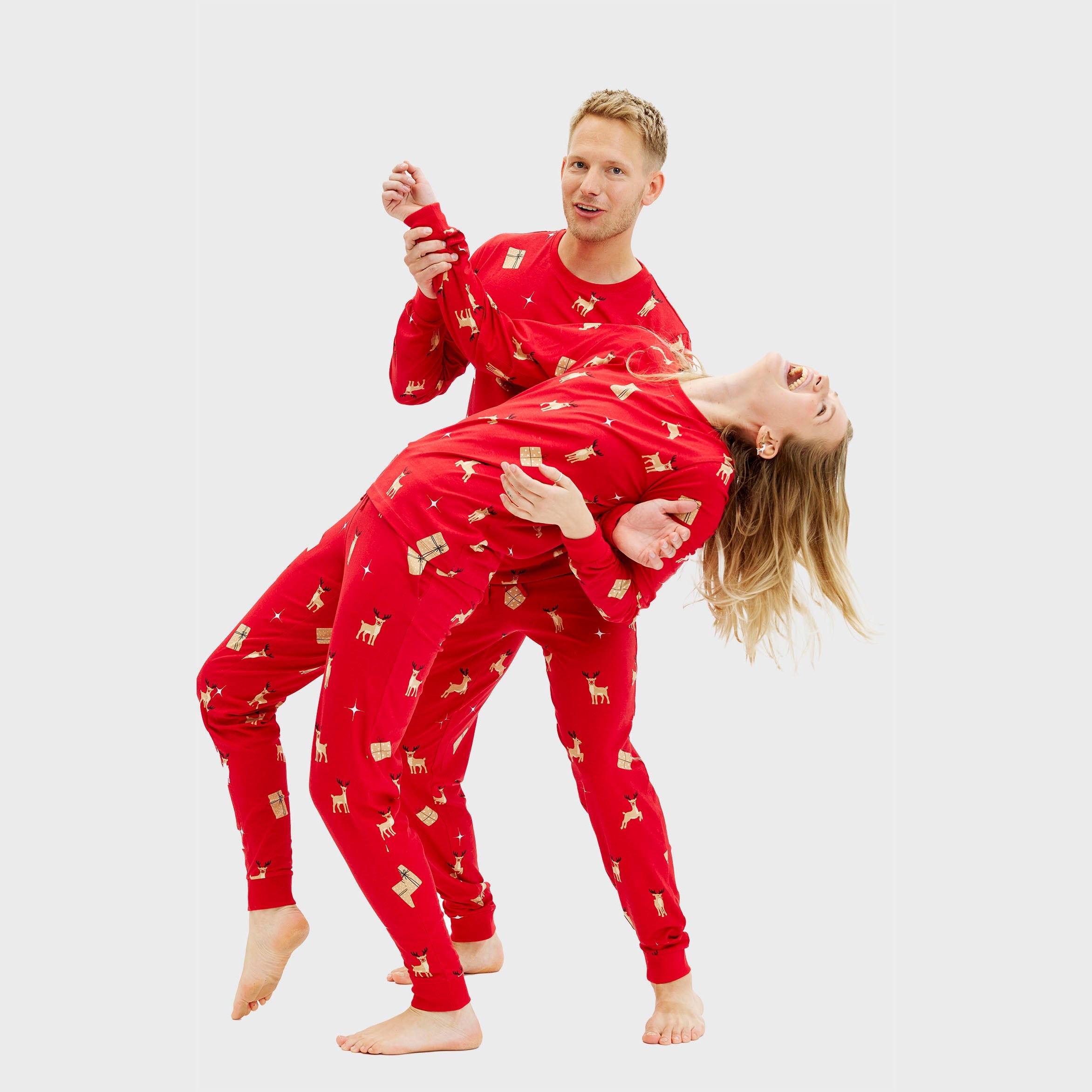 Elegante røde julepyjamas - Herre.