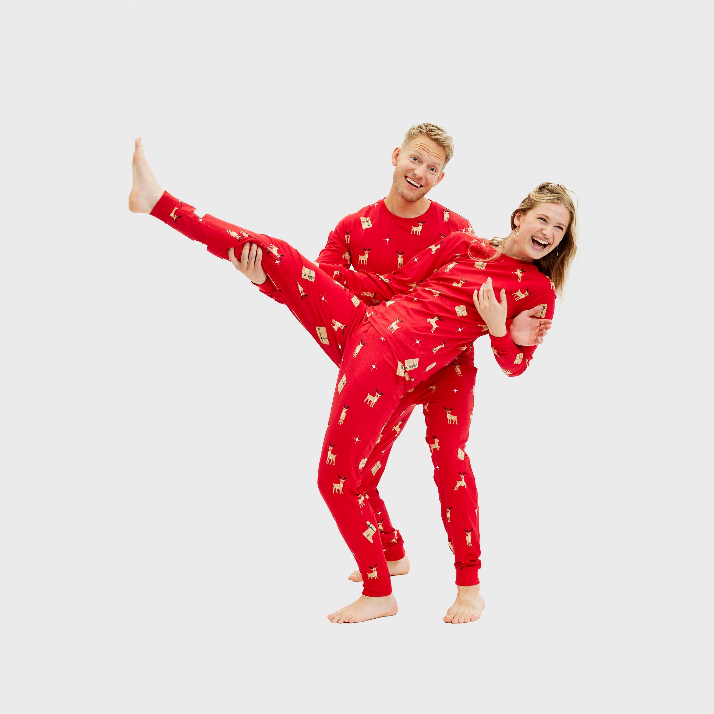 Elegante røde julepyjamas - Dame.
