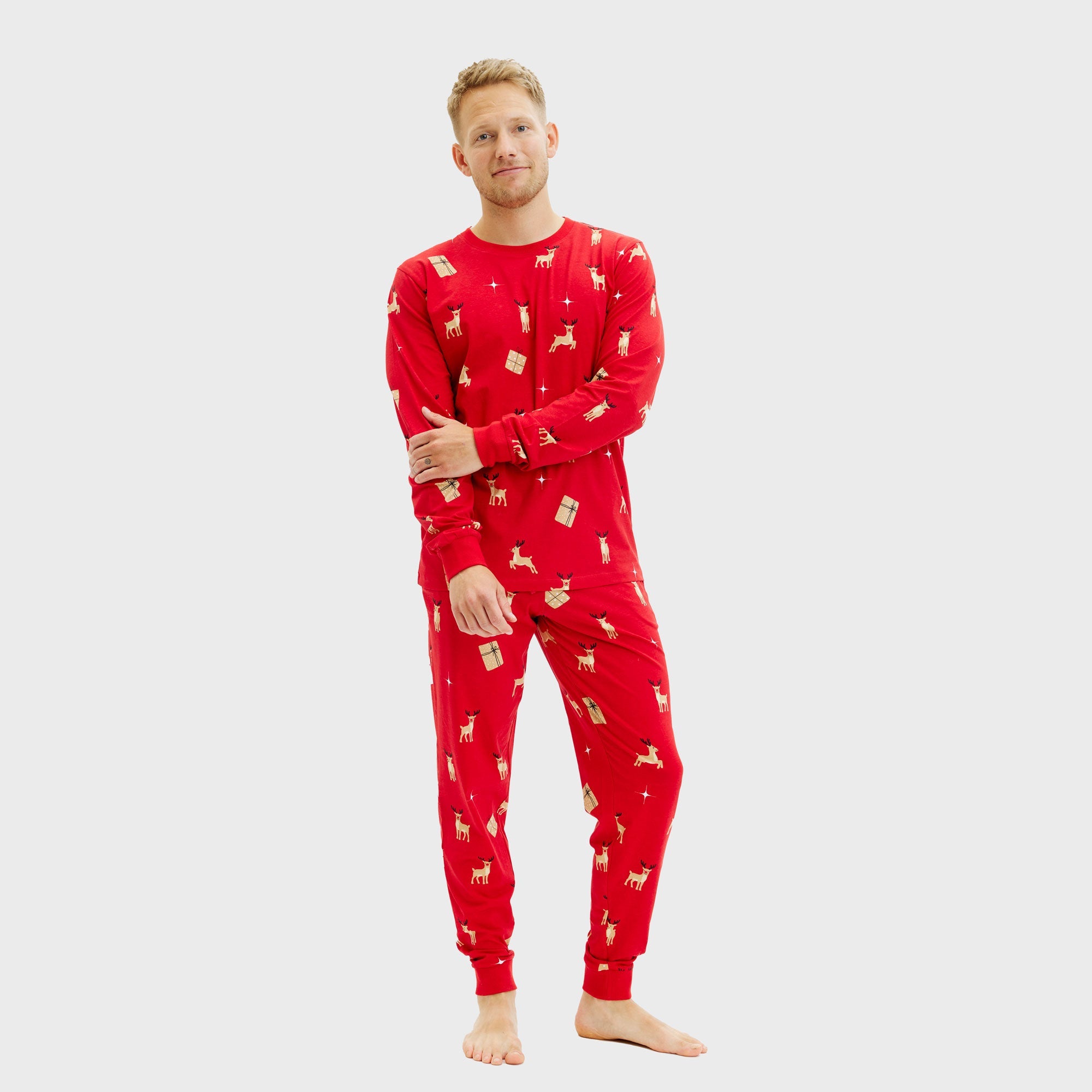 Elegante røde julepyjamas - Herre.