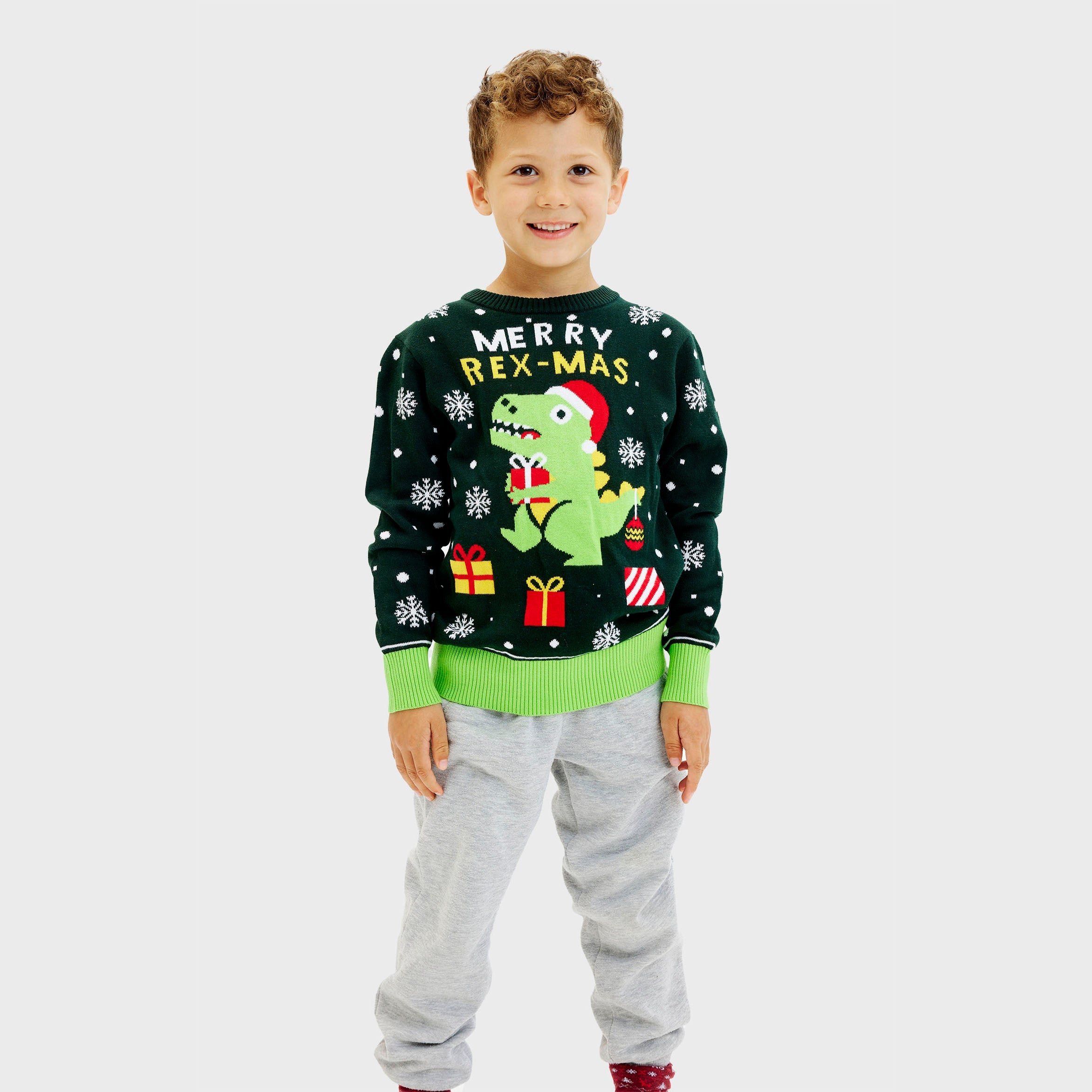 Søde dino julesweater - Barn.