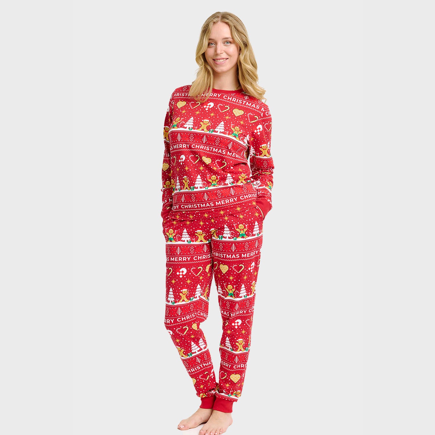 Christmas Cookie julepyjamas rød - Dame.