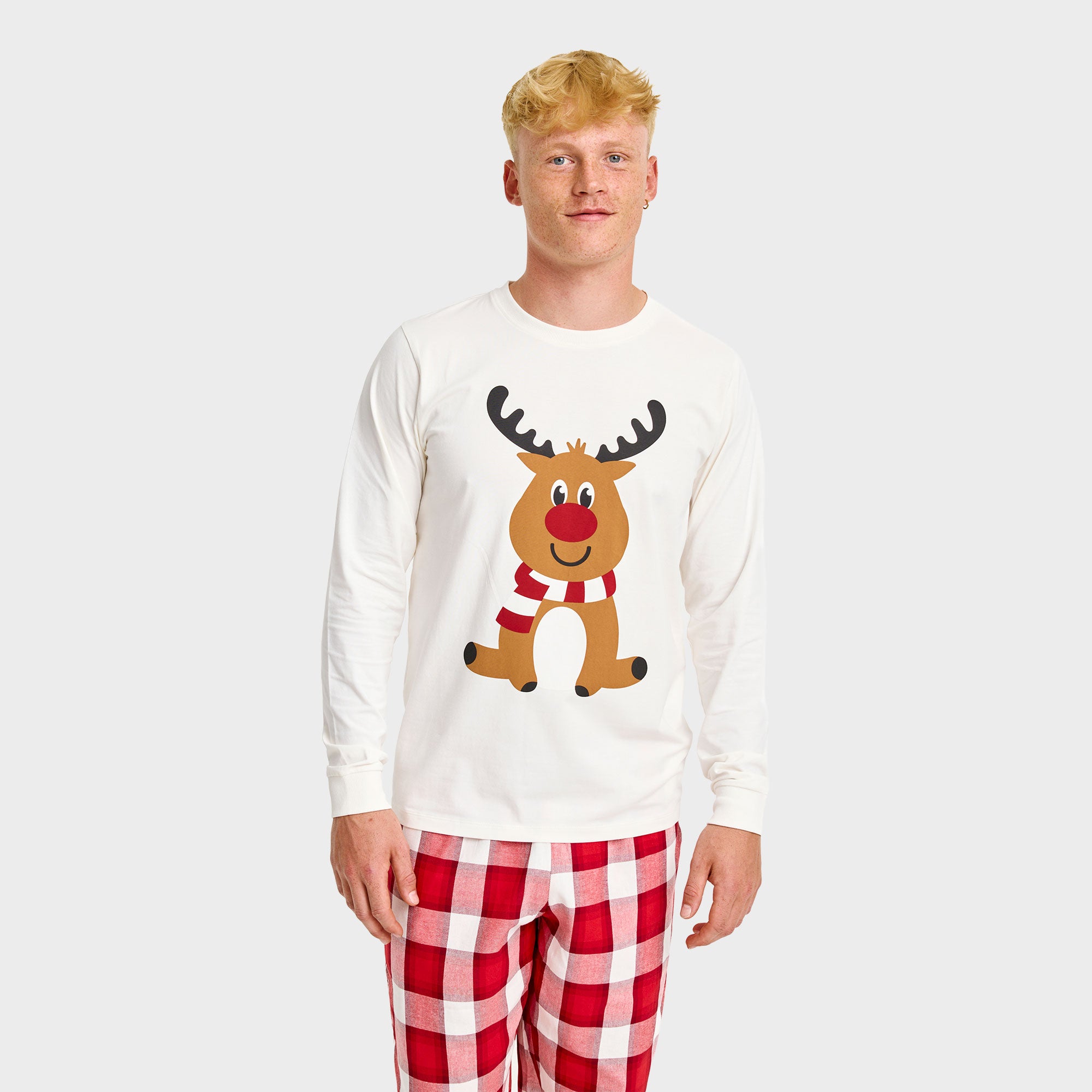 Rensdyrets flannel julepyjamas - Herre.