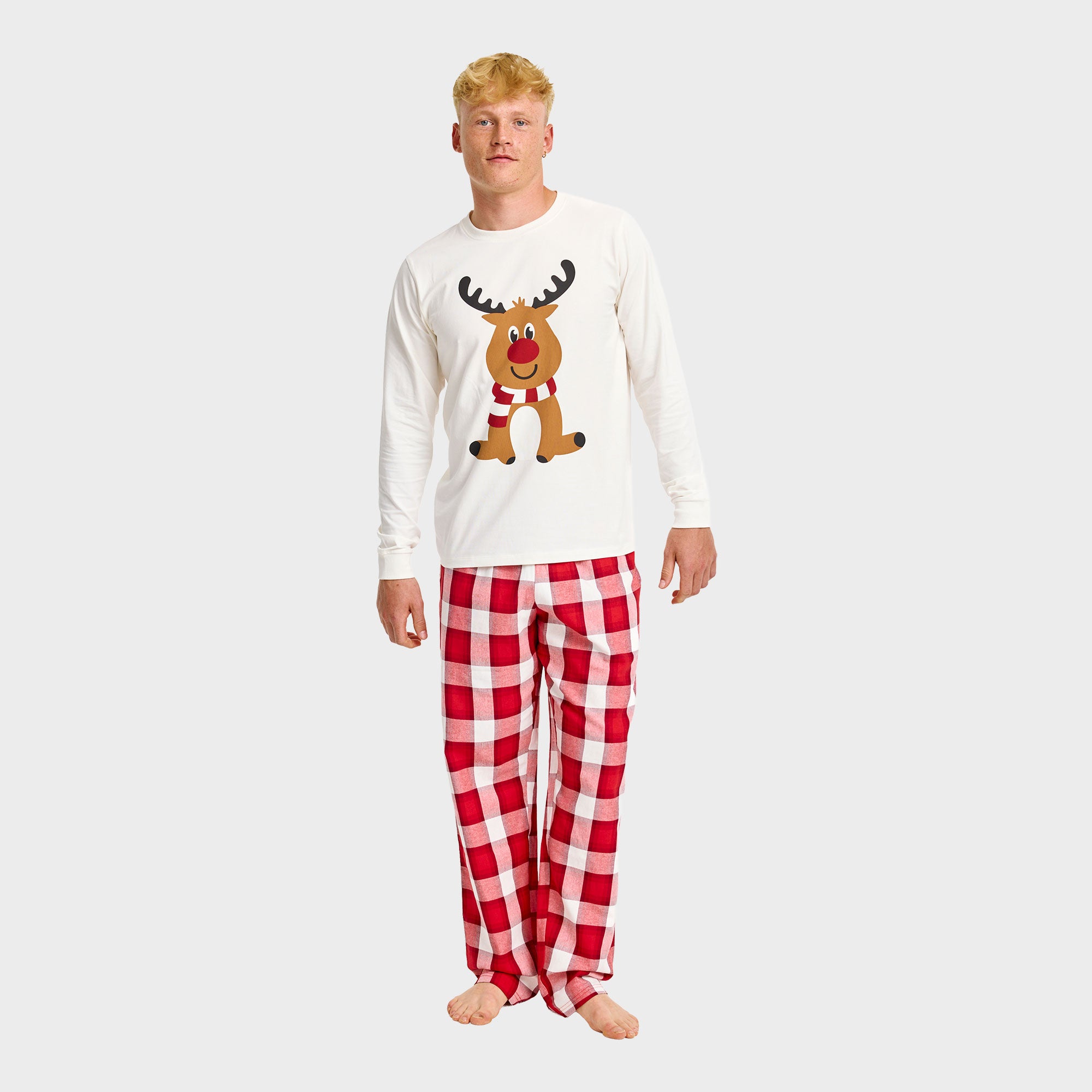 Rensdyrets flannel julepyjamas - Herre.