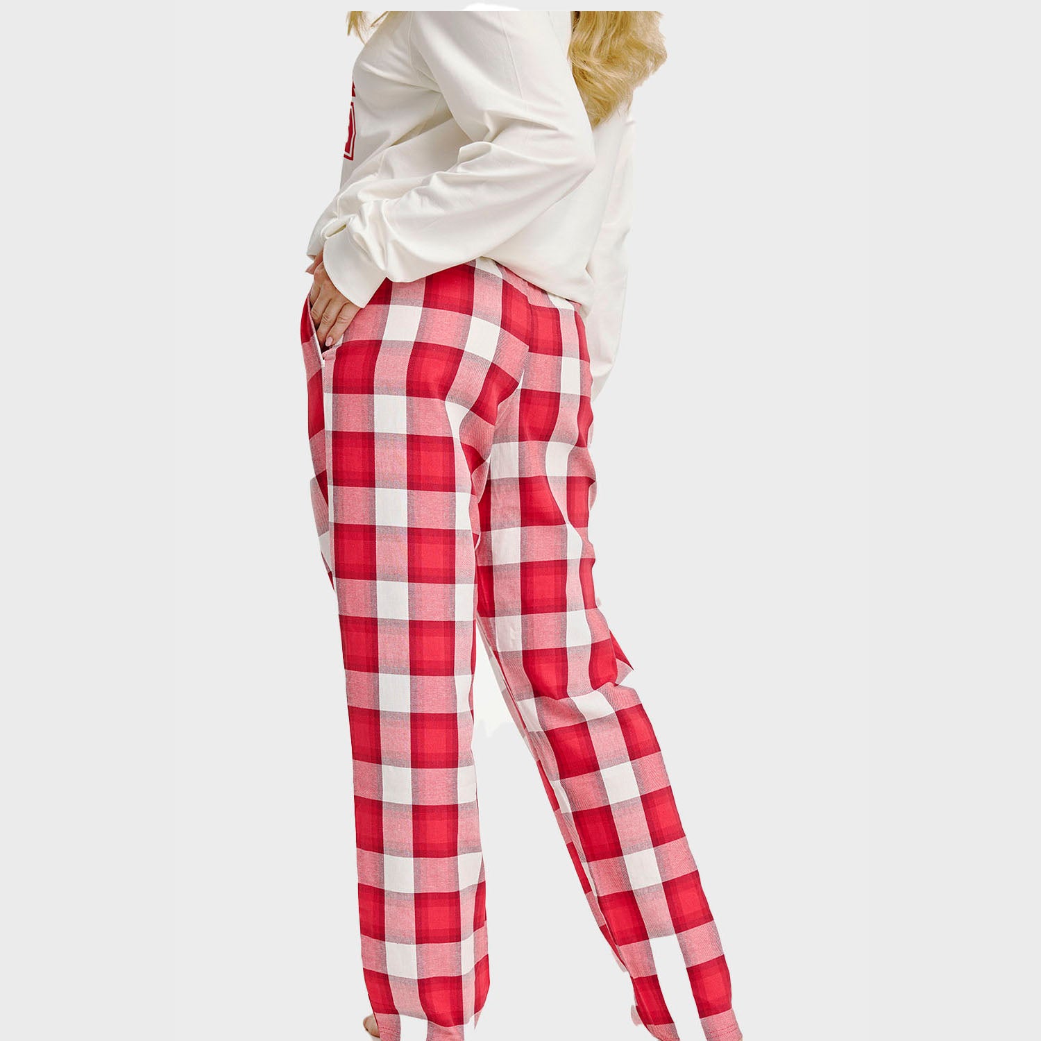 Flannel pyjamas m. Rensdyr top - Dame