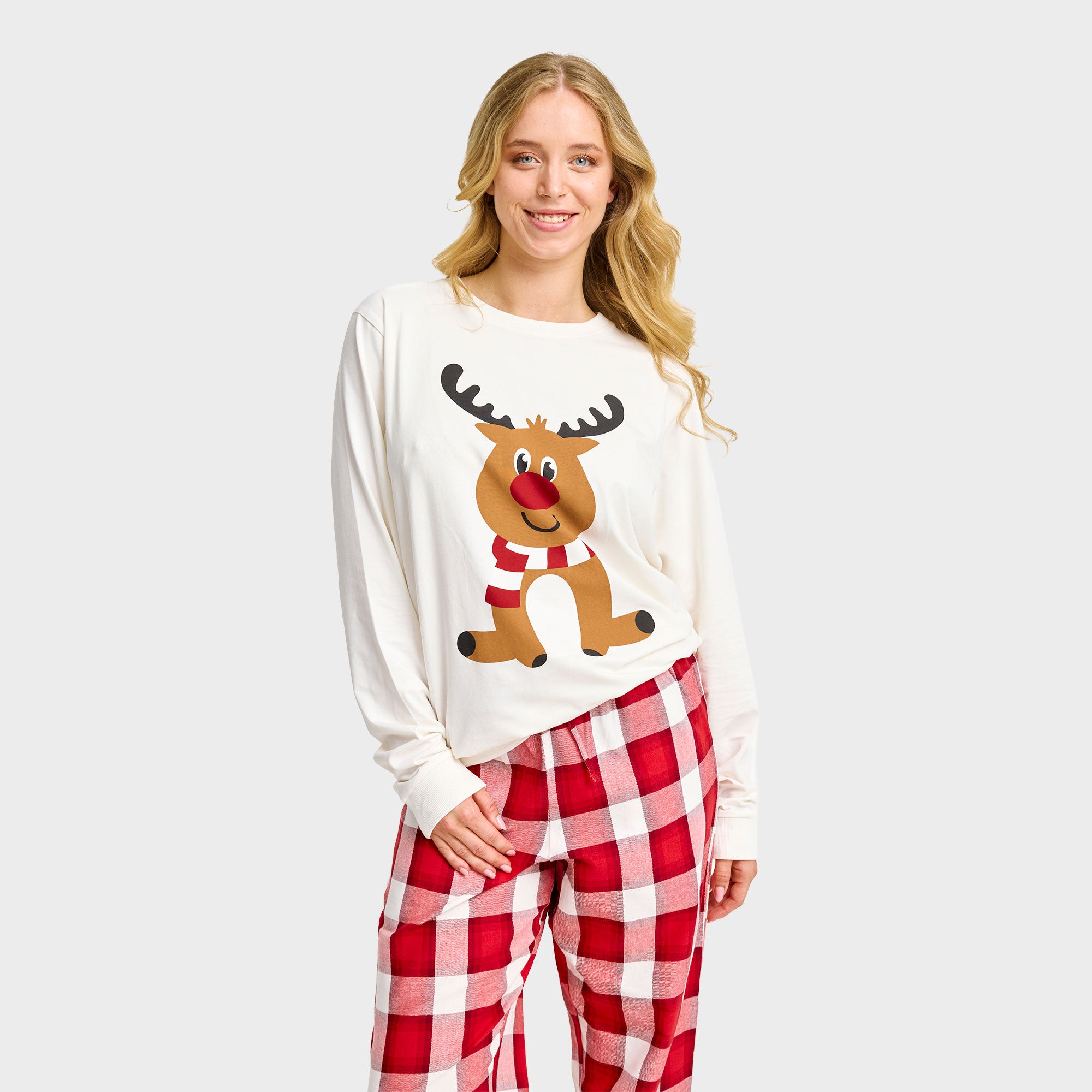 Rensdyrets flannel julepyjamas - Dame.
