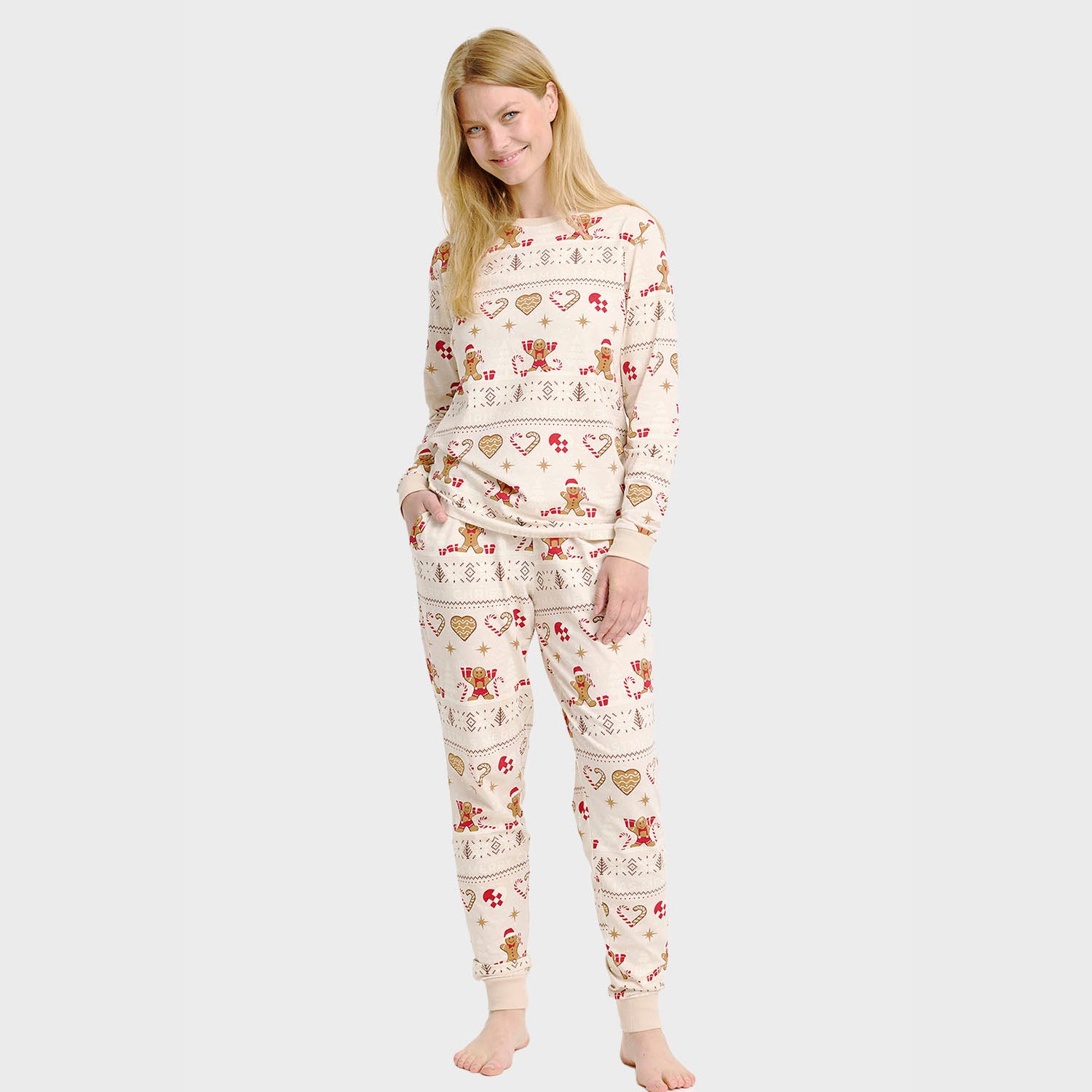 Christmas Cookie julepyjamas Beige - Dame.