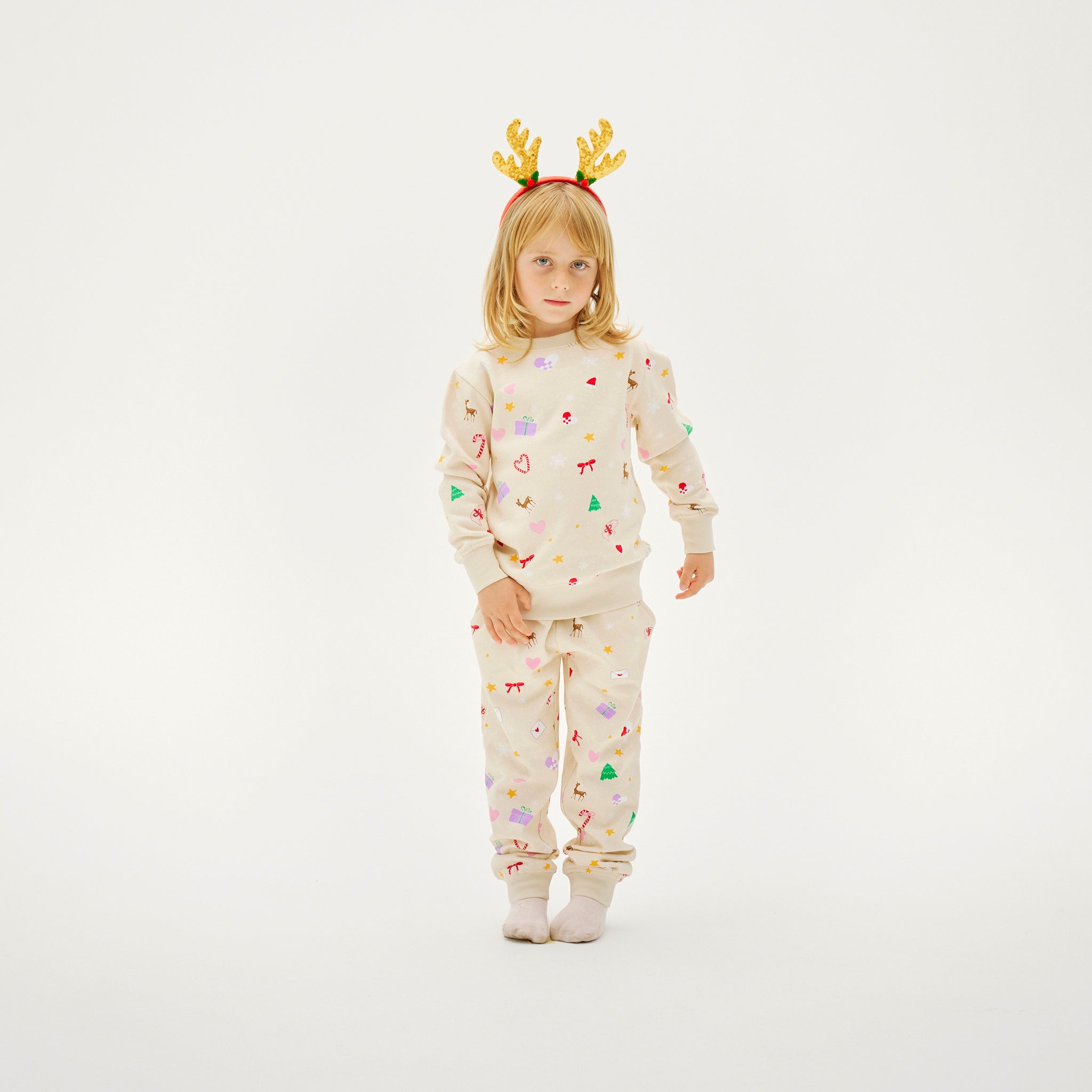 The Beige Christmas Sweat Set - Børn.