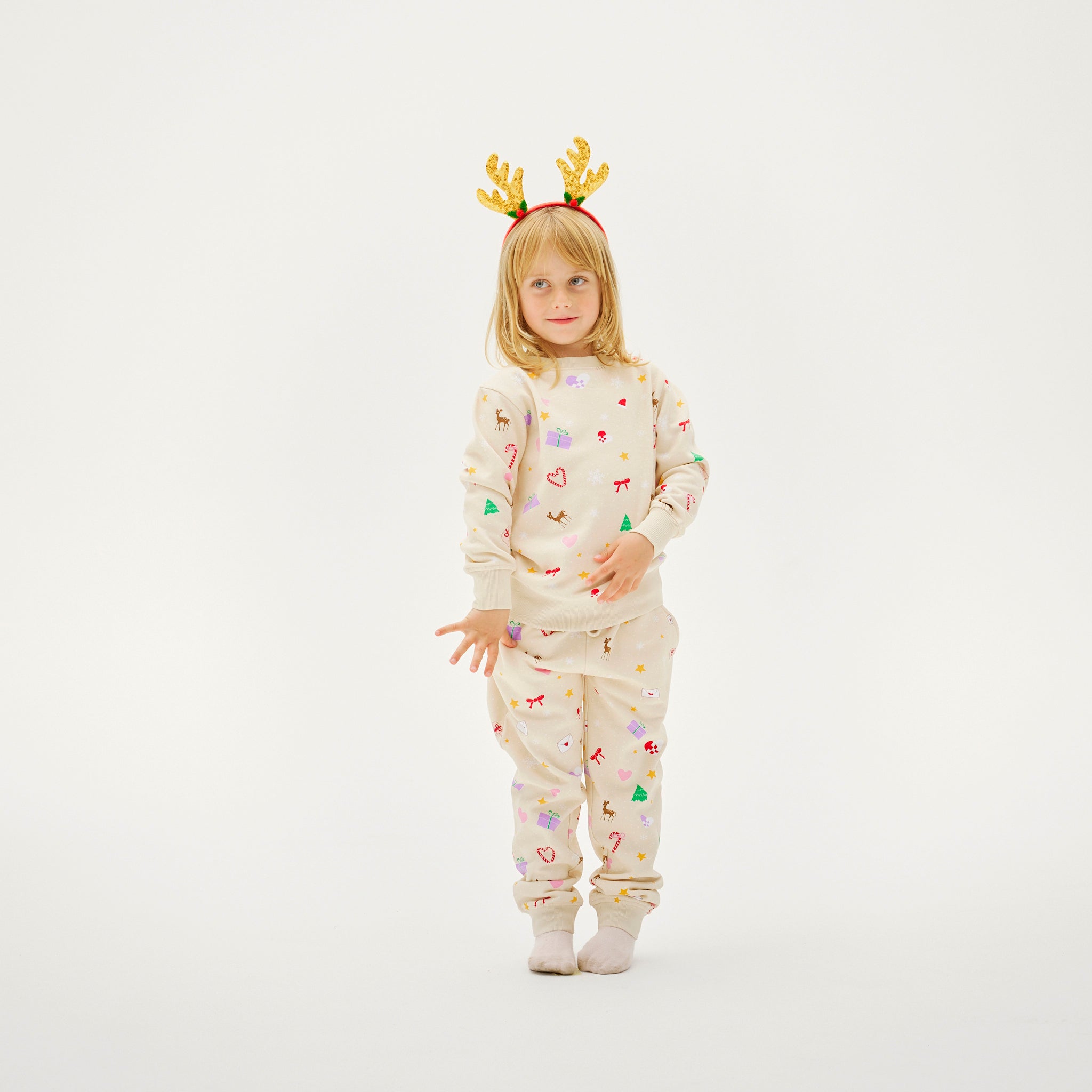 The Beige Christmas Sweat Set - Børn.