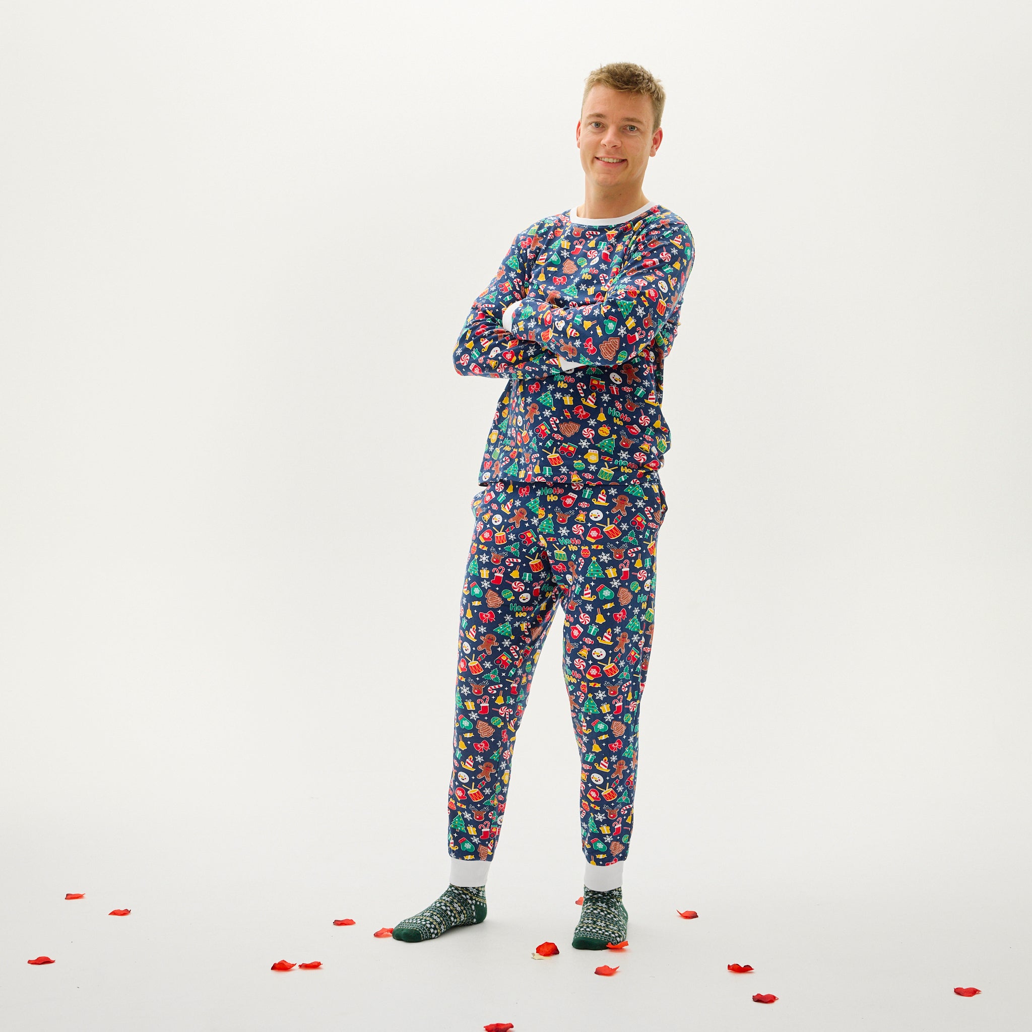 Den Julede Julepyjamas Blå - Herre.
