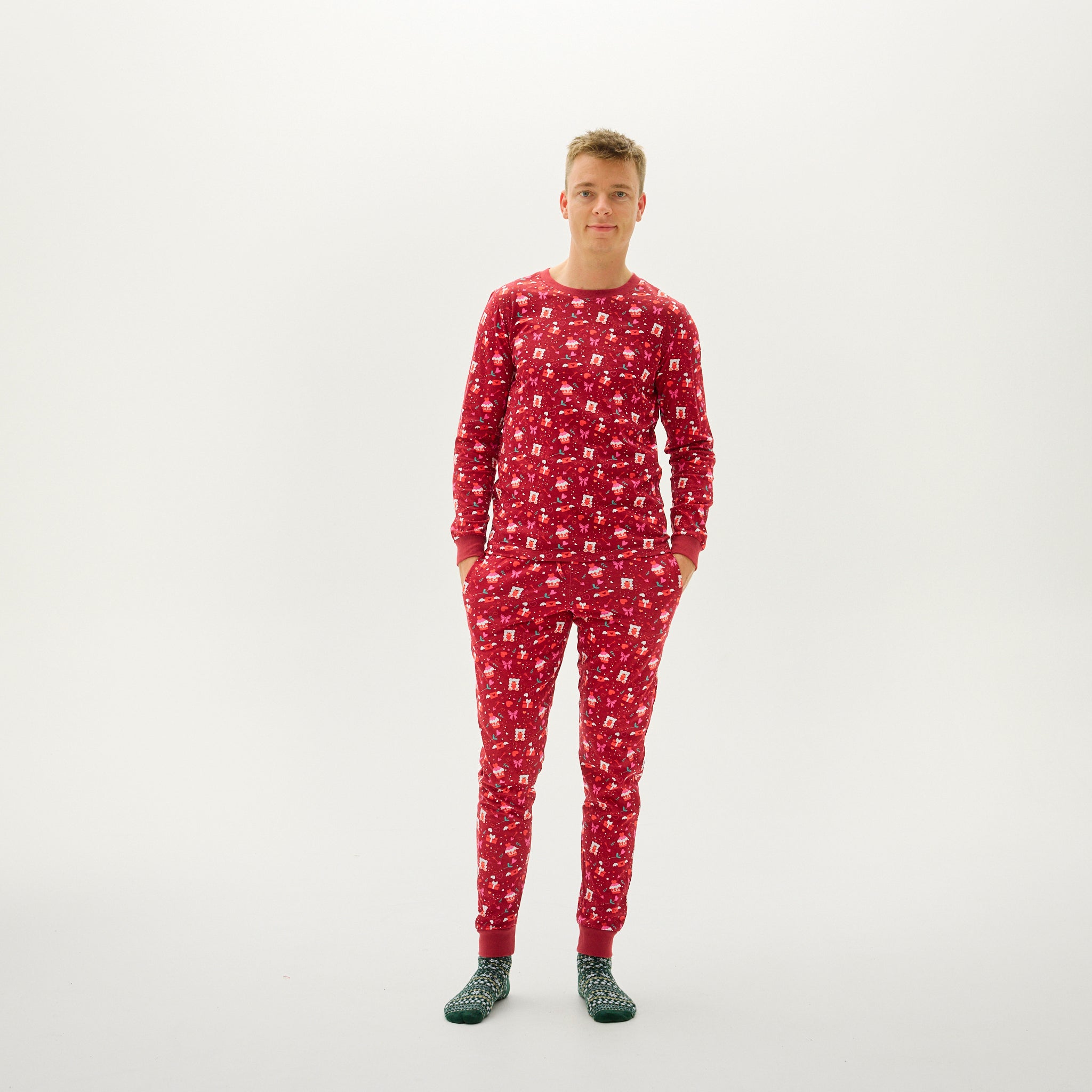 Valentines Pyjamas Rød - Herre.