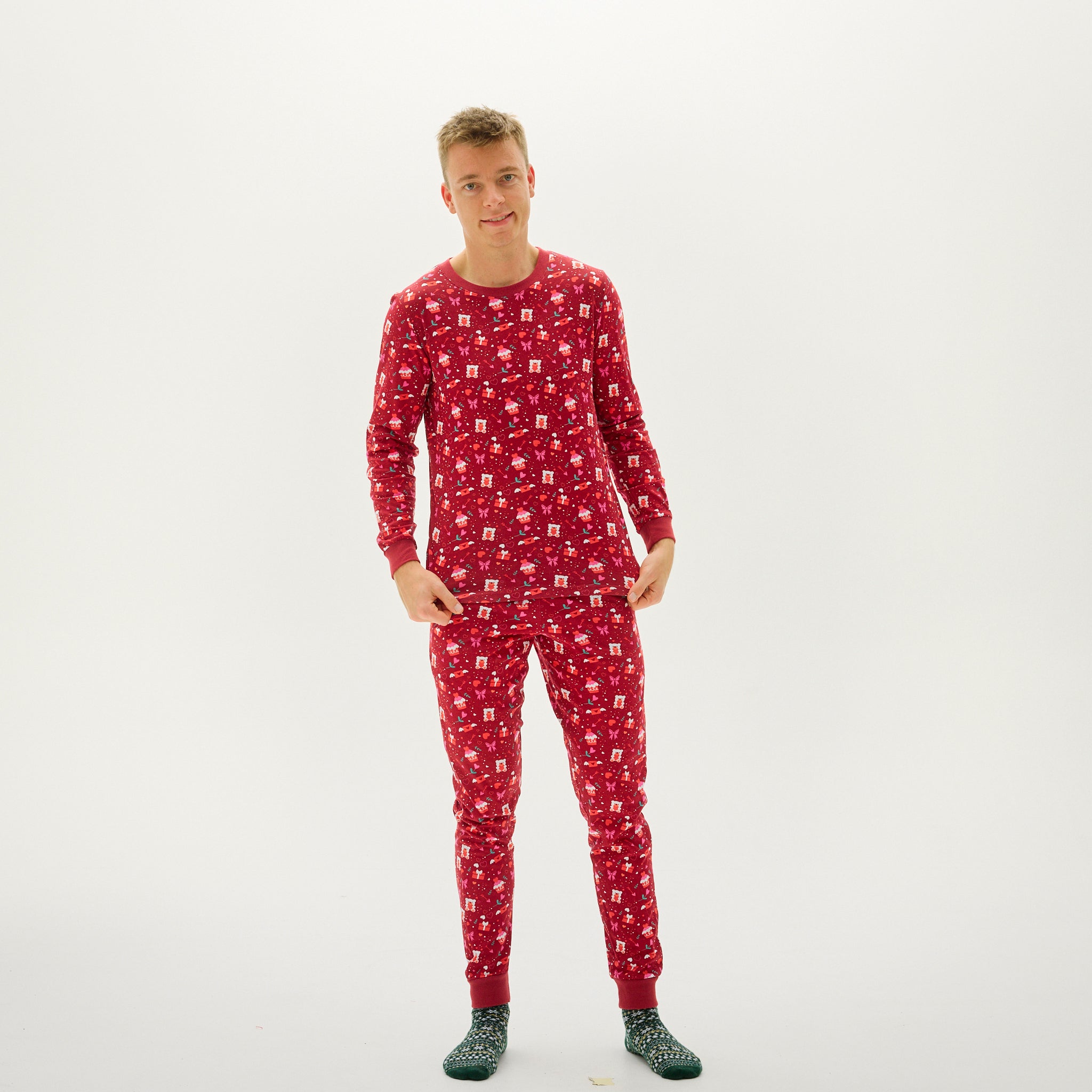 Valentines Pyjamas Rød - Herre.