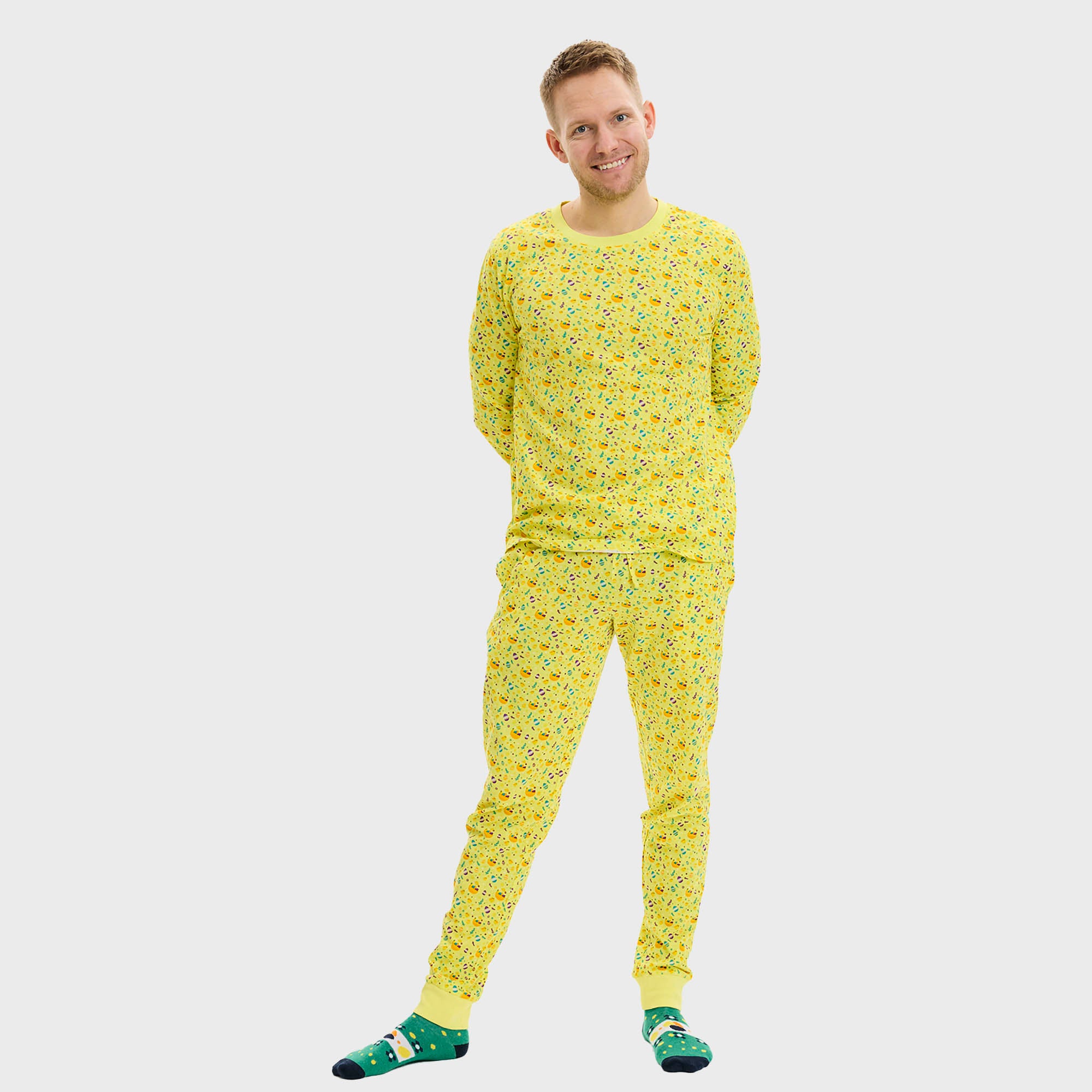 Påskekyllingens Påskepyjamas Gul - Herre.
