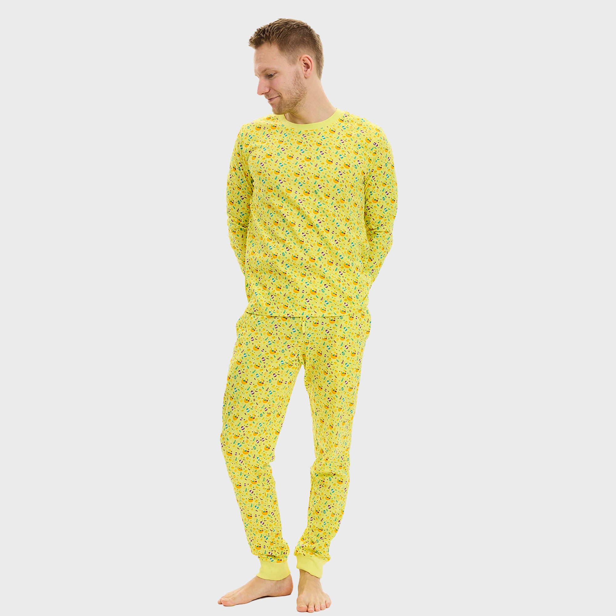 Påskekyllingens Påskepyjamas Gul - Herre.