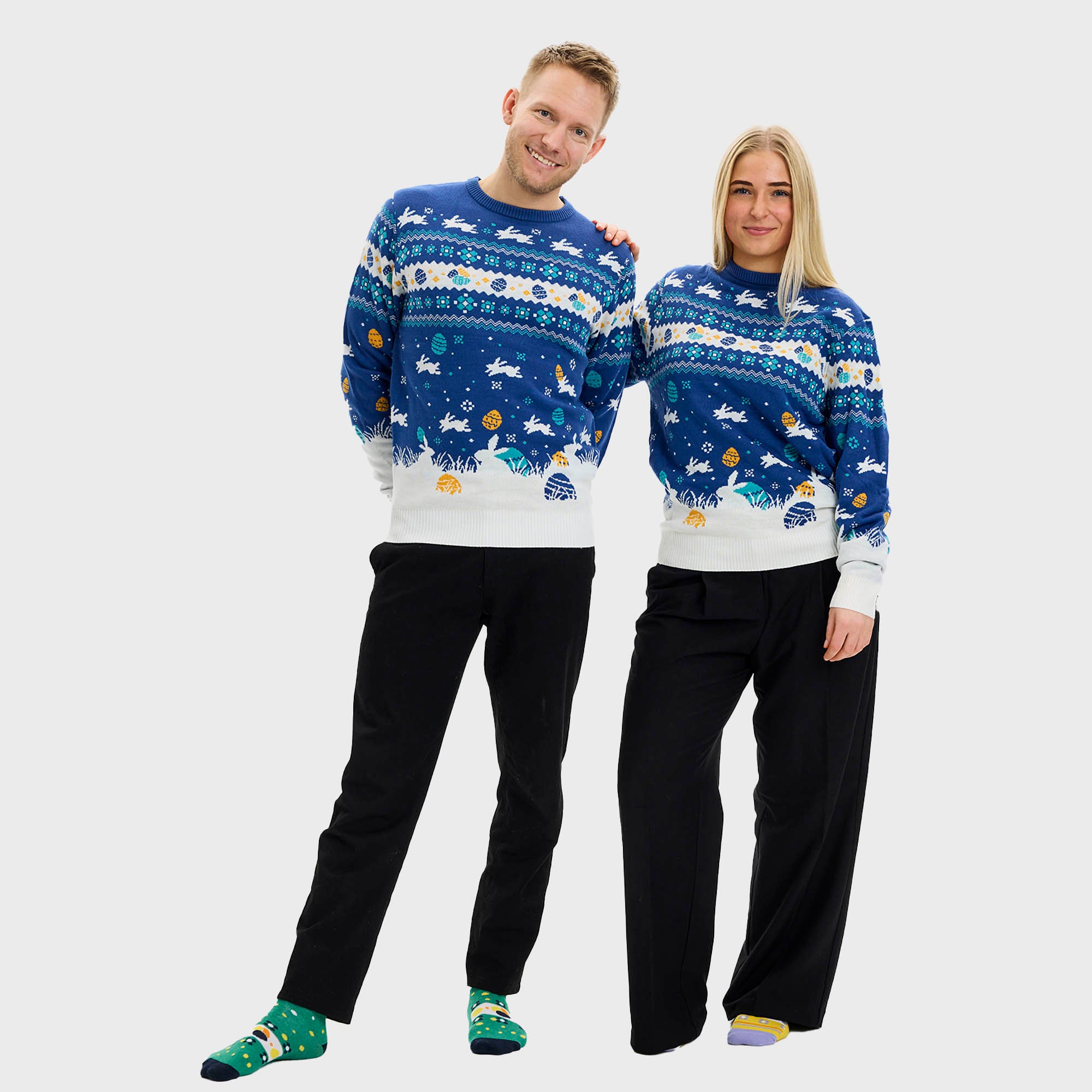Den Cute Påskesweater Blå - Herre