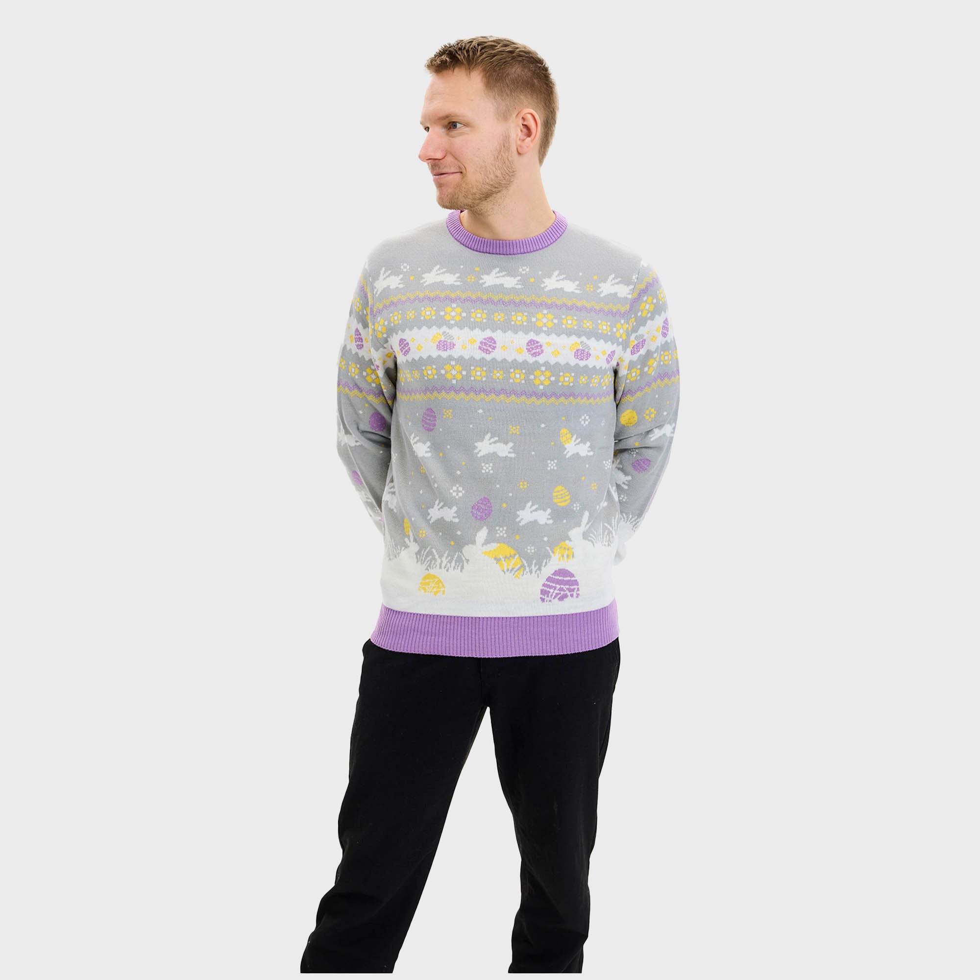 Den Cute Påskesweater Grå - Herre