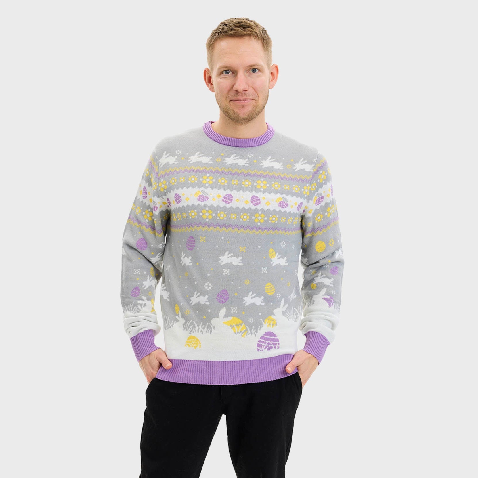 Den Cute Påskesweater Grå - Herre