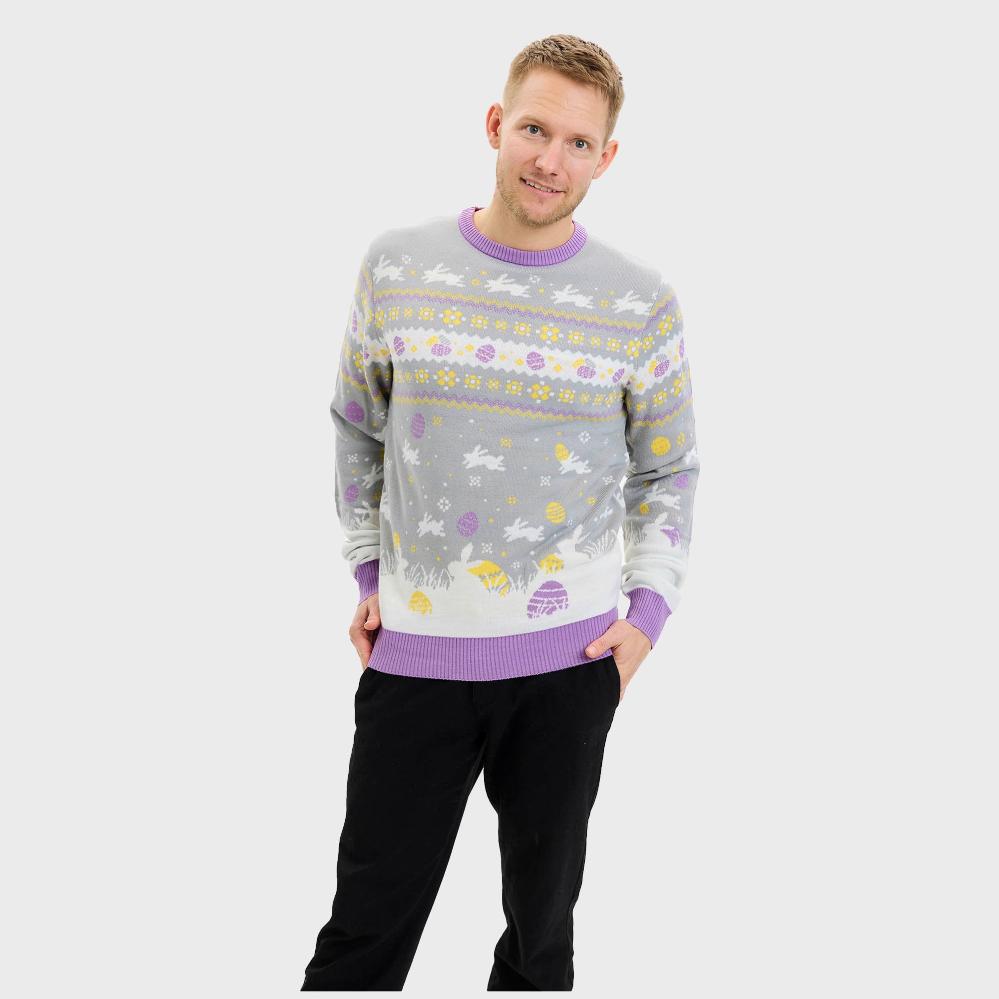 Den Cute Påskesweater Grå - Herre