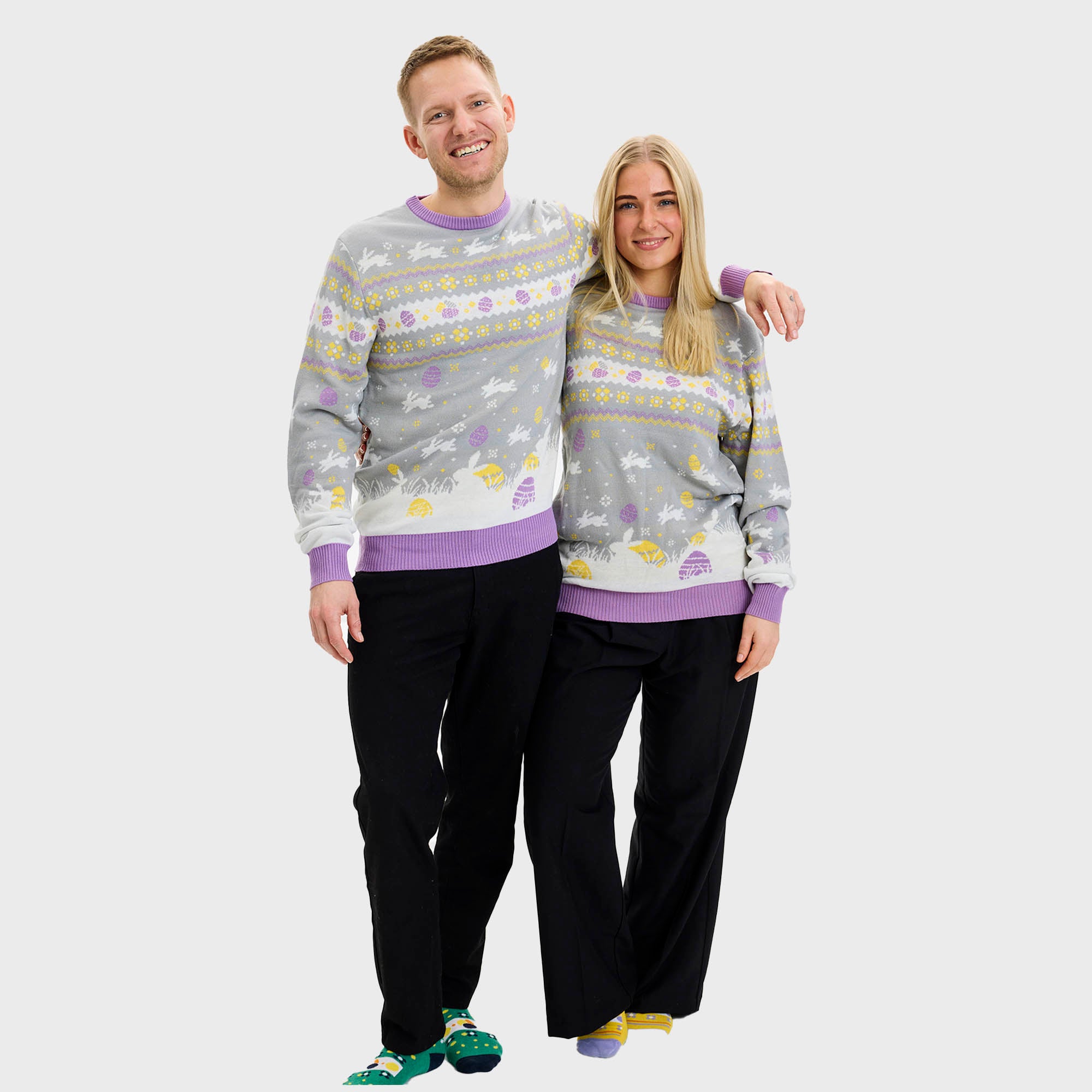 Den Cute Påskesweater Grå - Dame