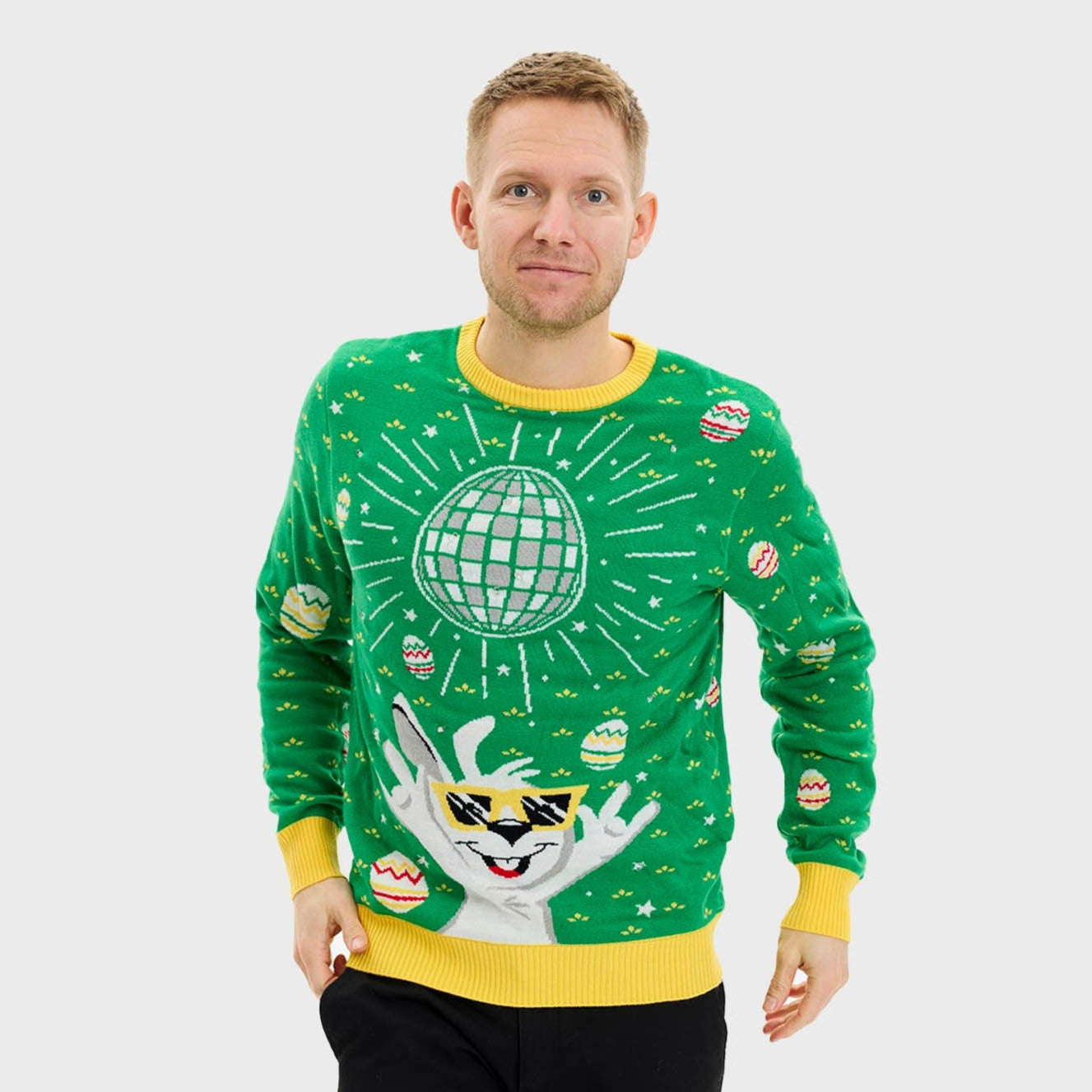 Disco Påskesweater LED Grøn - Herre