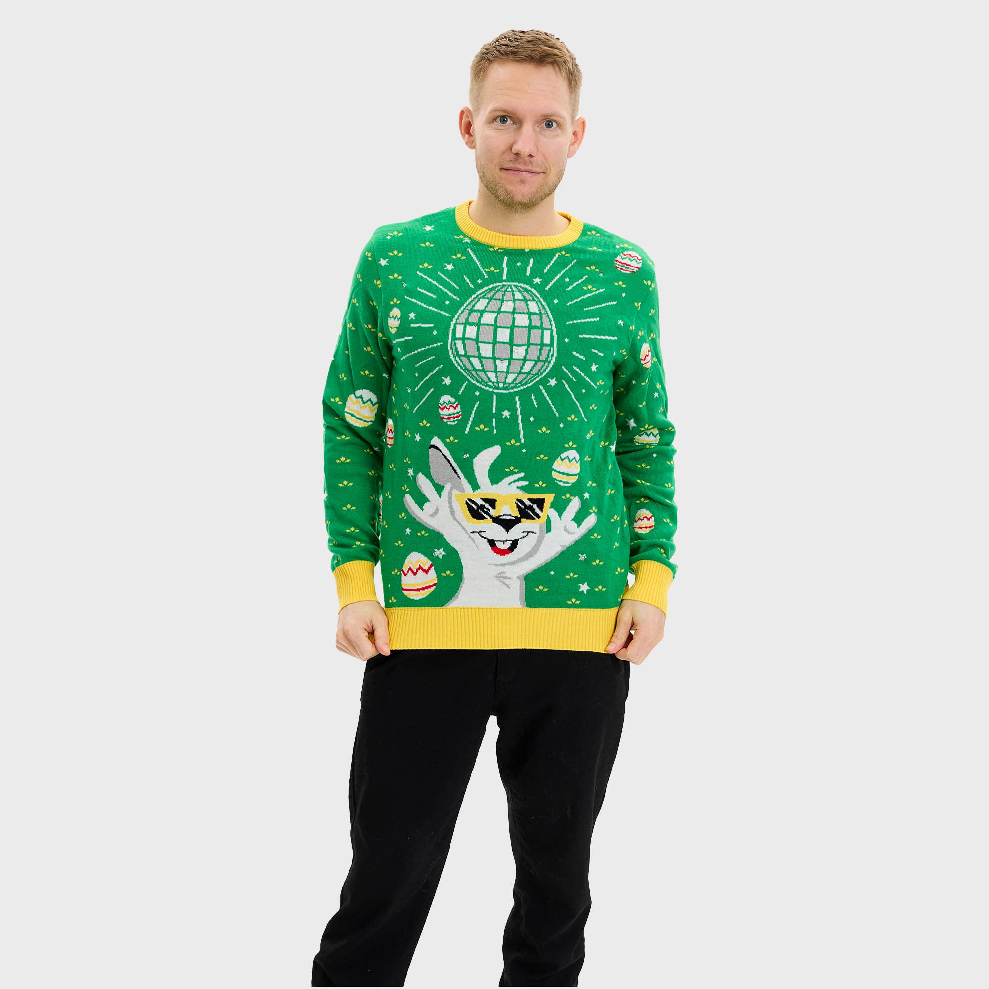 Disco Påskesweater LED Grøn - Herre