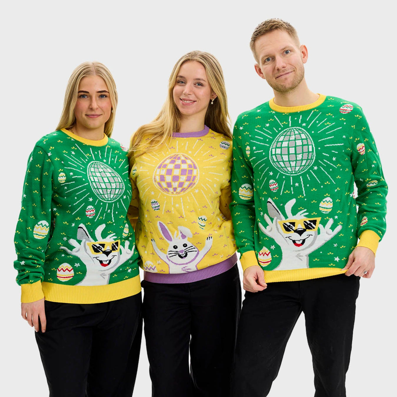 Disco Påskesweater LED Grøn - Dame