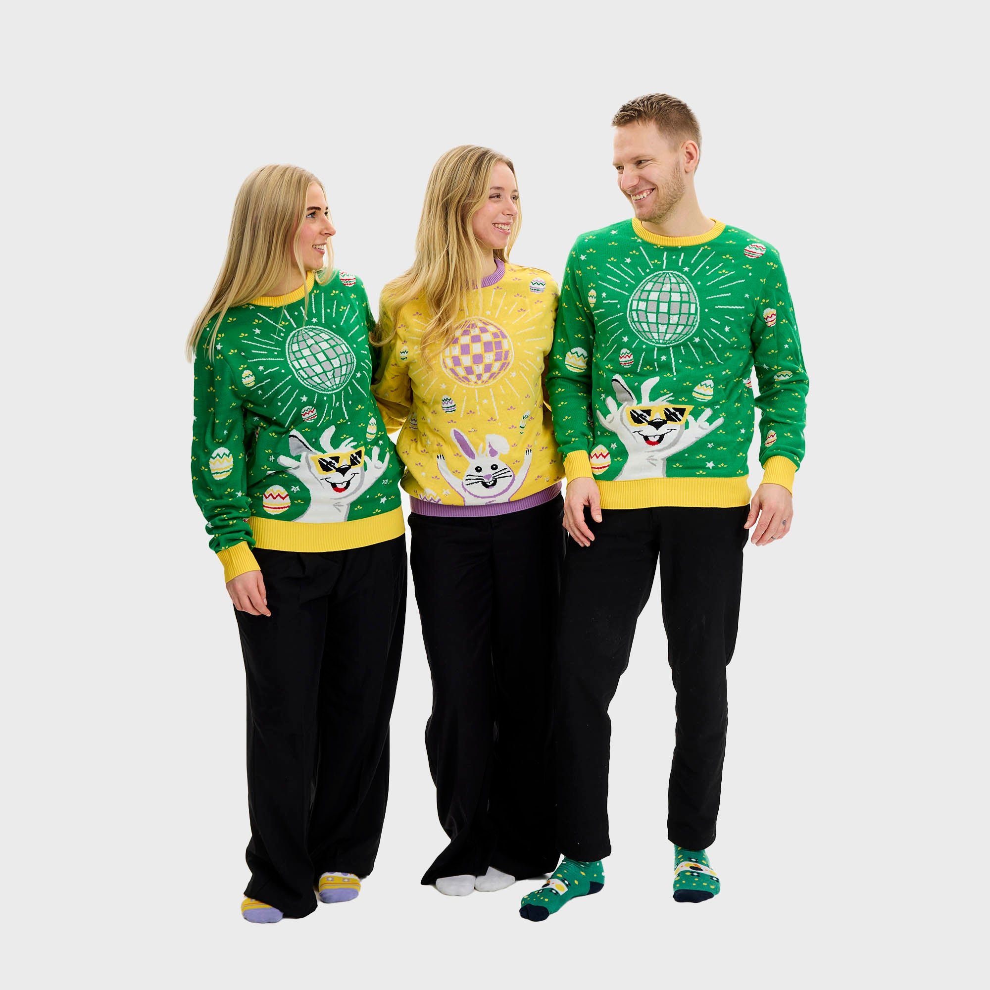 Disco Påskesweater LED Grøn - Dame