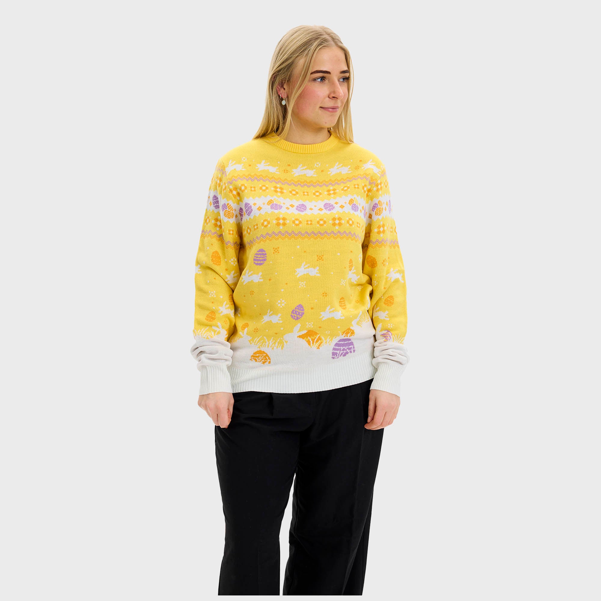 Den Cute Påskesweater Gul - Dame