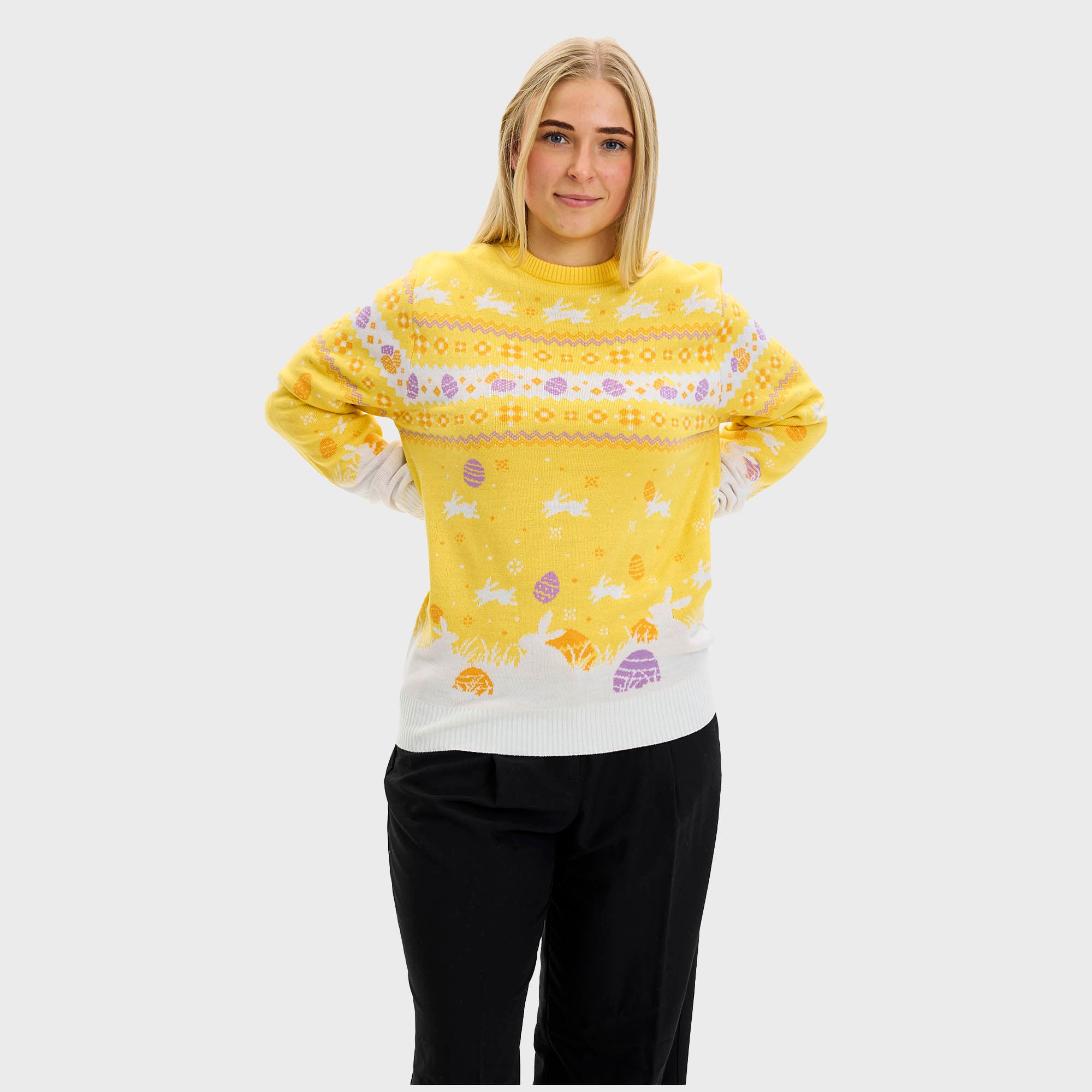Den Cute Påskesweater Gul - Dame