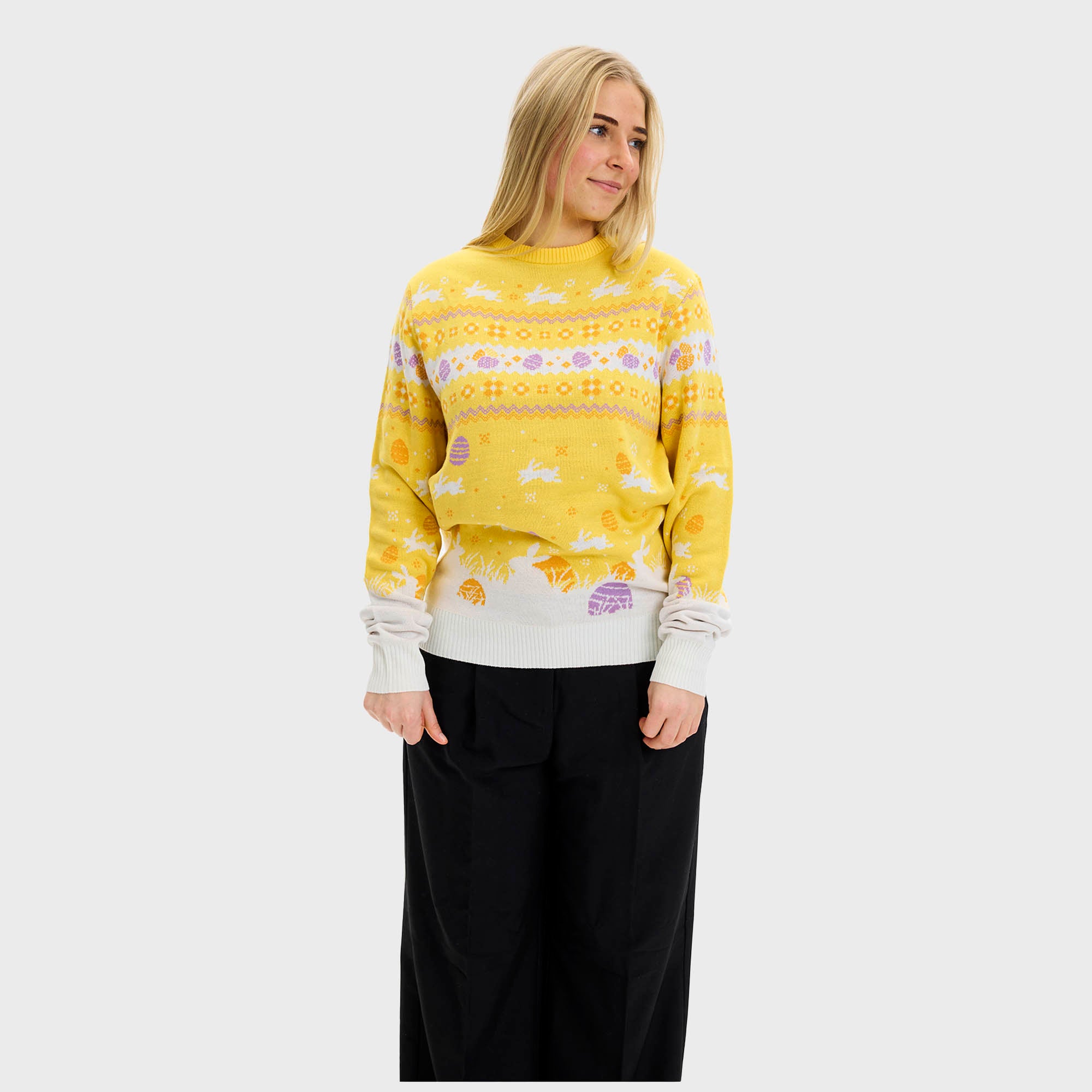 Den Cute Påskesweater Gul - Dame