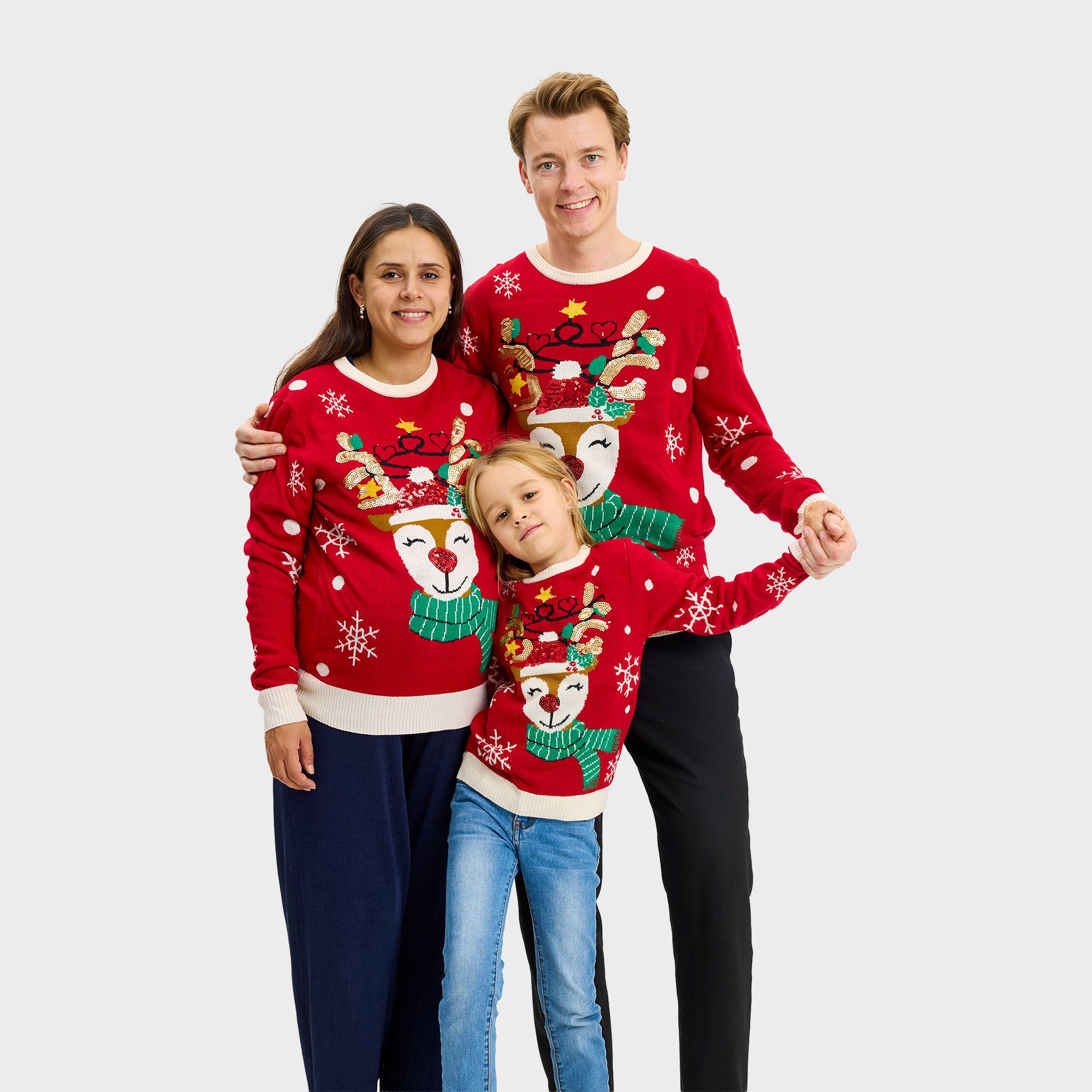 Det søde rensdyrs julesweater med lys - Barn